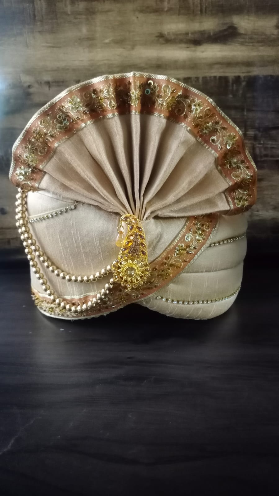 Cream Colour Premium Groom Pagri For Wedding Fuctions & Barati pagadi, safa - Premium pagdi from Dapper Ethnic - Just $60! Shop now at Dulhan Exclusives
