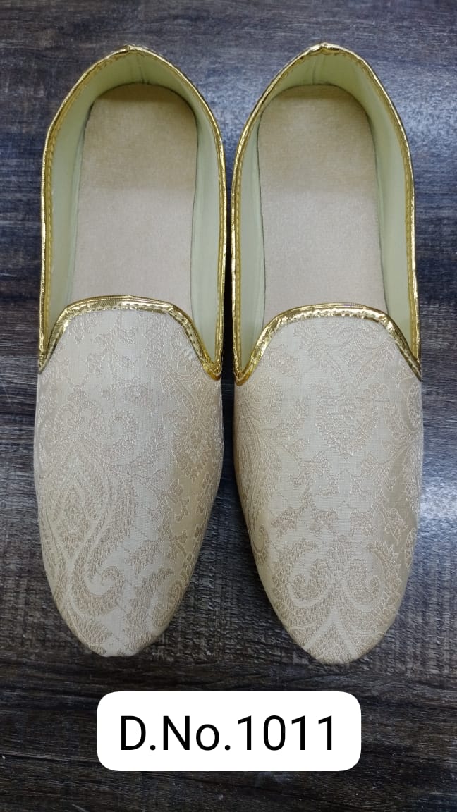 Cream Brocade Mojari Shoes for Men D.No.1011 - Premium Mojadi from dulhanexclusives - Just $50! Shop now at Dulhan Exclusives