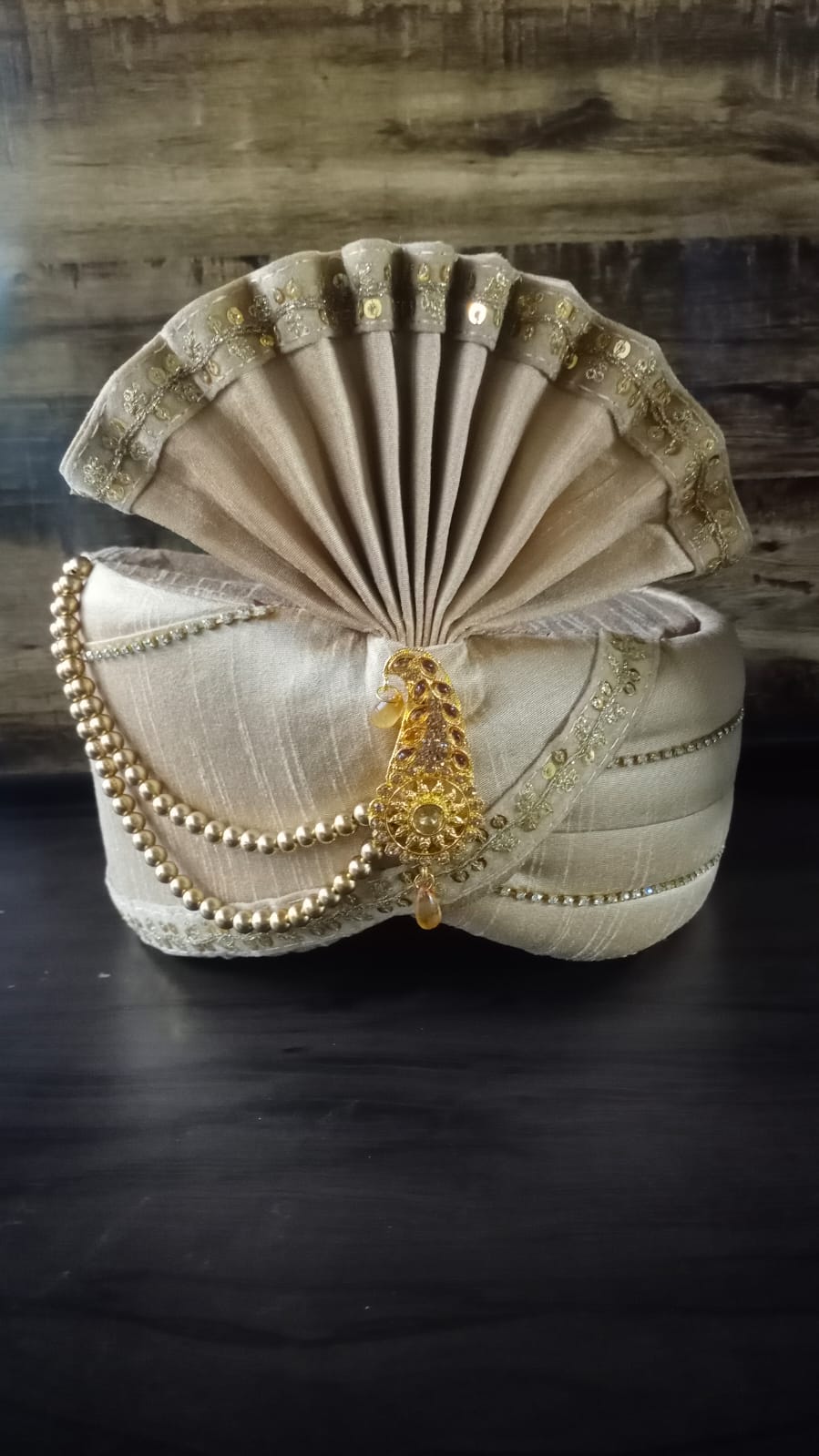Cream Colour Premium Groom Pagri For Wedding Fuctions & Barati pagadi, safa Dn-2 - Premium pagdi from Dapper Ethnic - Just $60! Shop now at Dulhan Exclusives