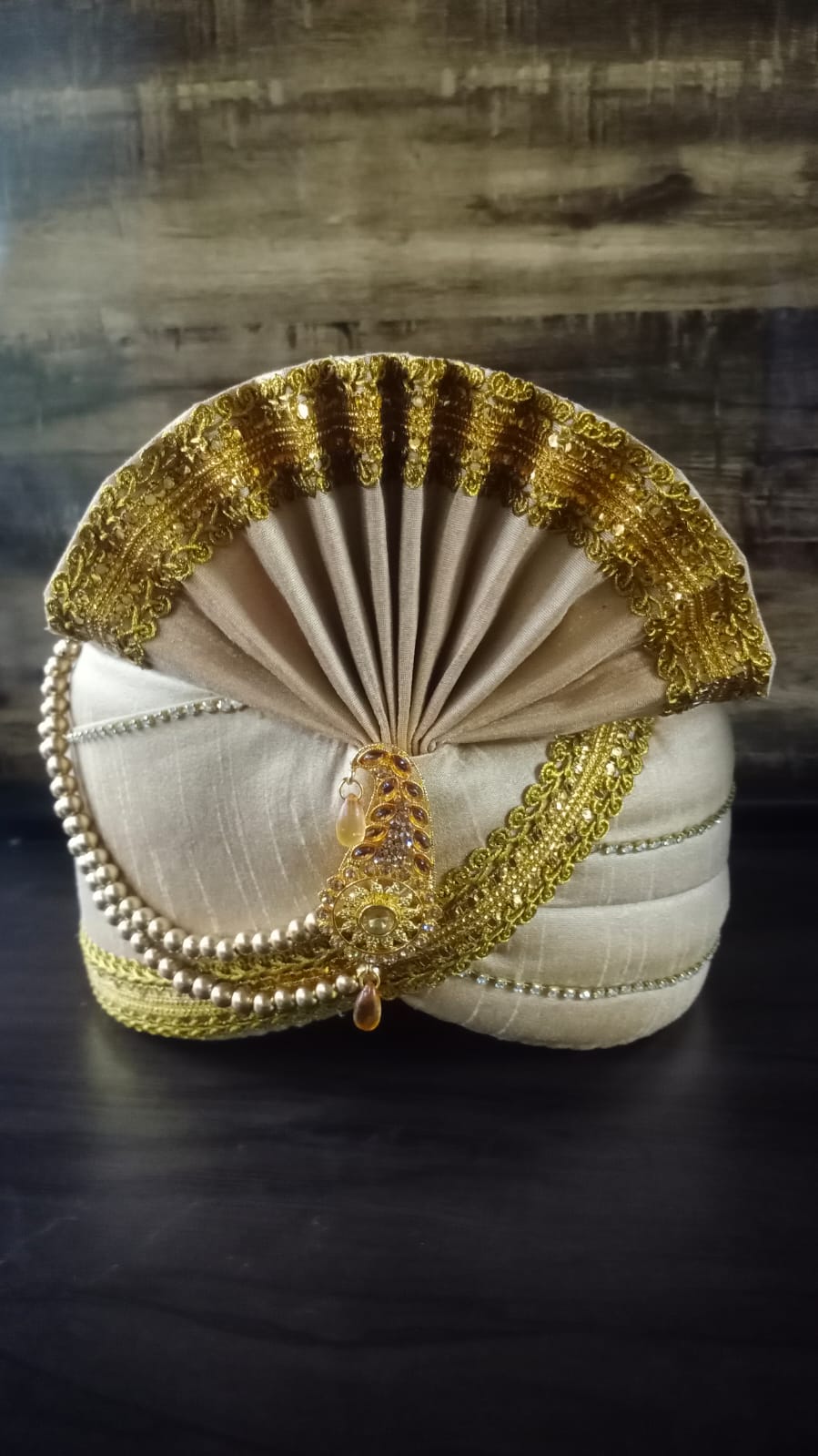 Cream Colour Premium Groom Pagri For Wedding Fuctions & Barati pagadi, safa Dn-4 - Premium pagdi from Dapper Ethnic - Just $60! Shop now at Dulhan Exclusives