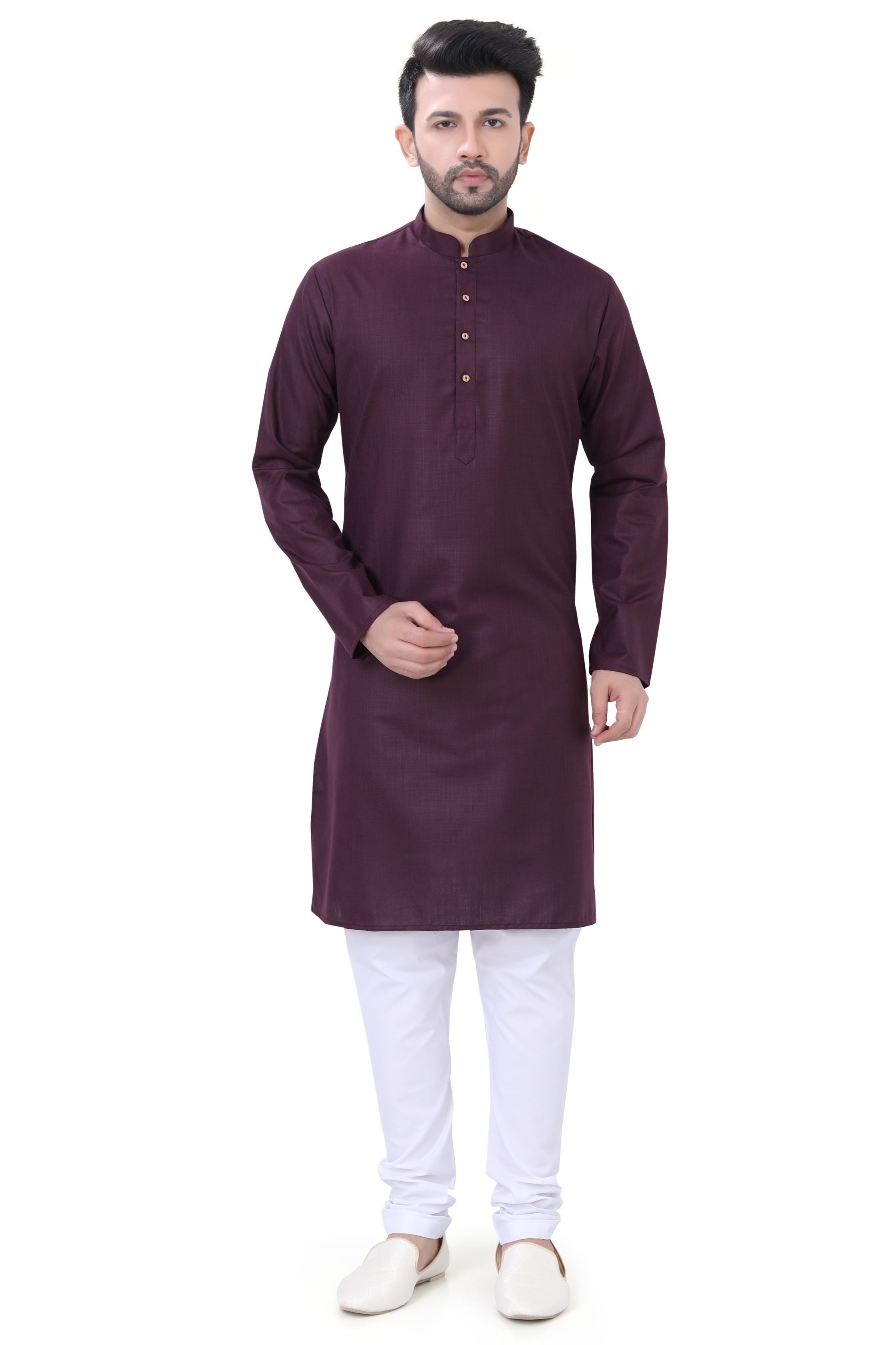 Cotton Kurta in wine - Premium kurta pajama from Dapper Ethnic - Just $29! Shop now at Dulhan Exclusives