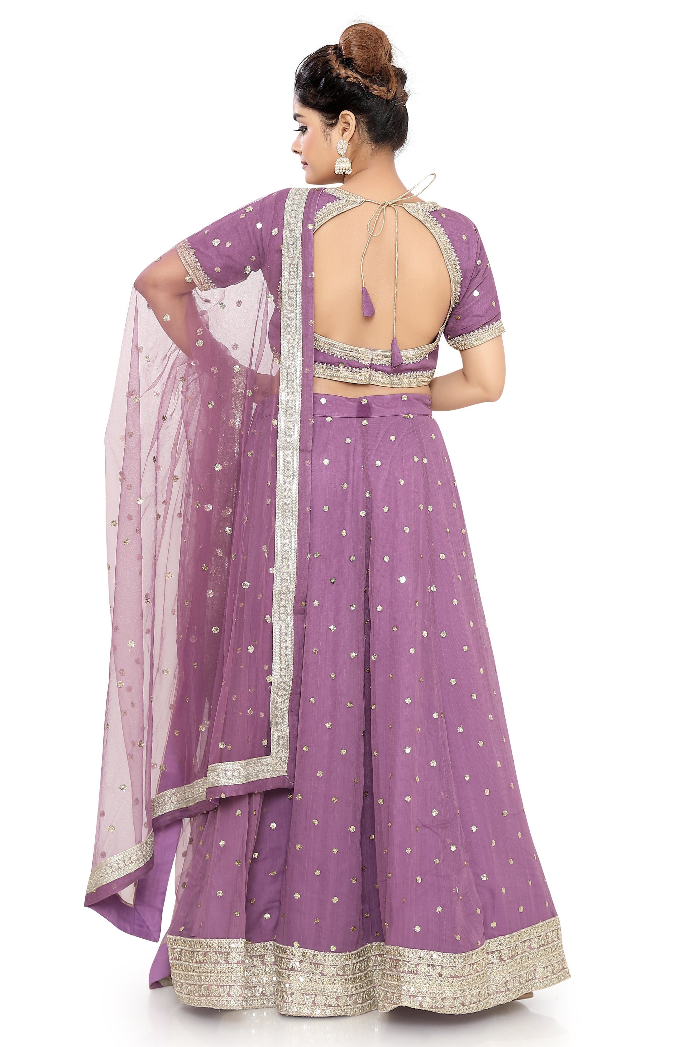 Purple Chiffon Lehenga Choli - Premium Partywear Lehenga from Dulhan Exclusives - Just $250! Shop now at Dulhan Exclusives