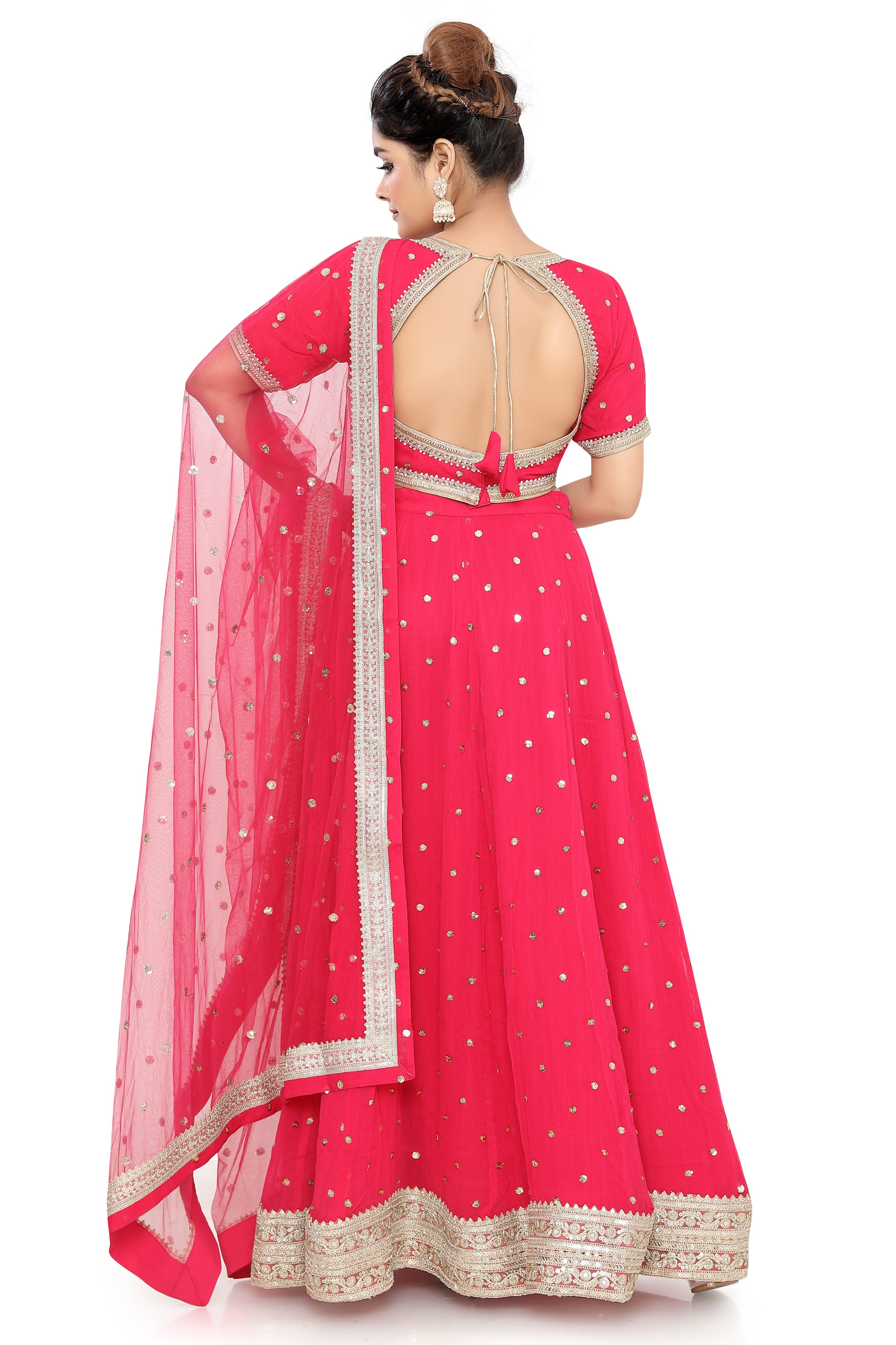 Pink Chiffon Lehenga Choli - Premium Partywear Lehenga from Dulhan Exclusives - Just $250! Shop now at Dulhan Exclusives