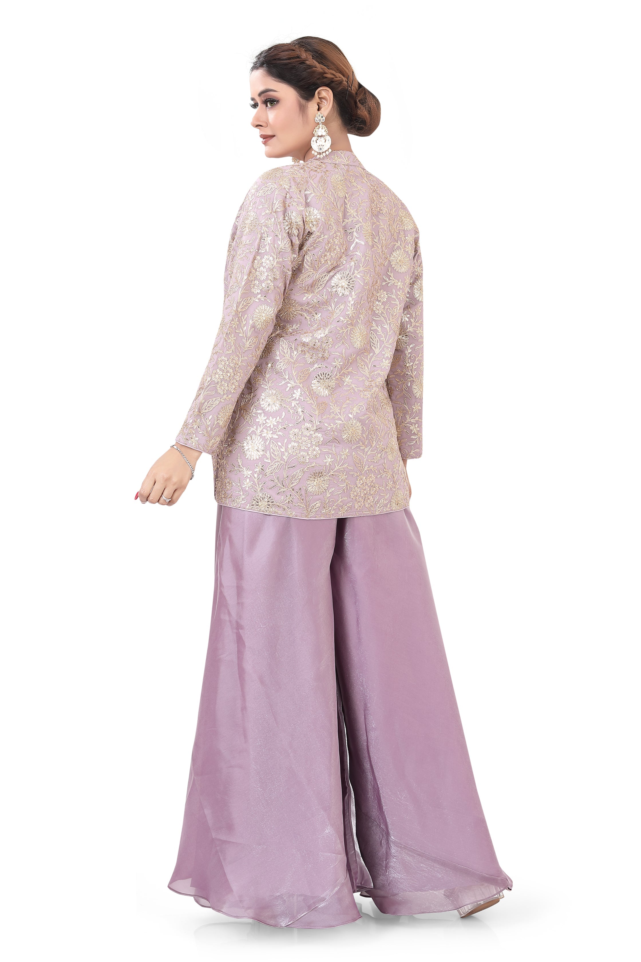 Lavender Short Jacket with Plazzo - Premium plazzo from Dulhan Exclusives - Just $375! Shop now at Dulhan Exclusives