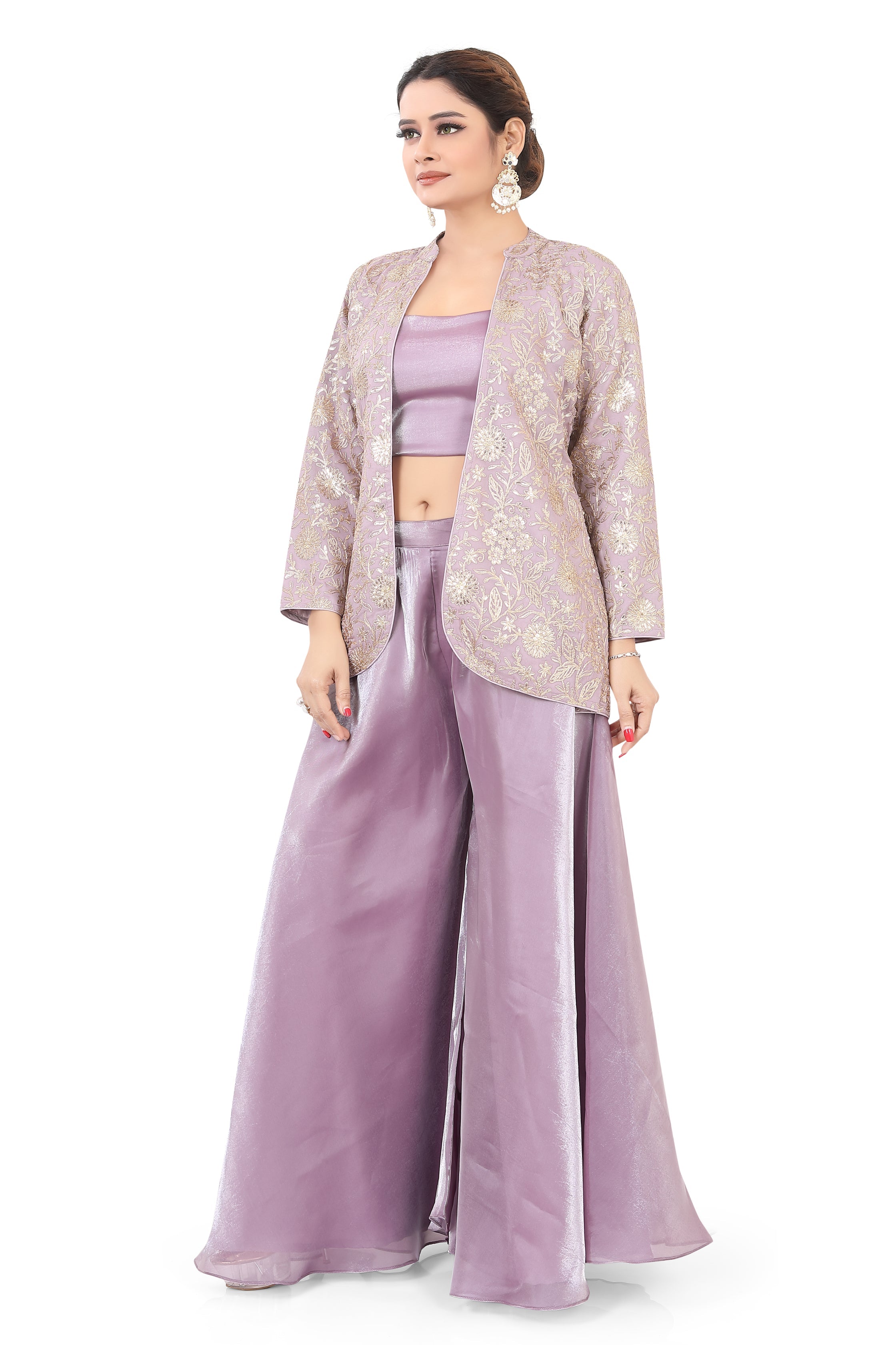 Lavender Short Jacket with Plazzo