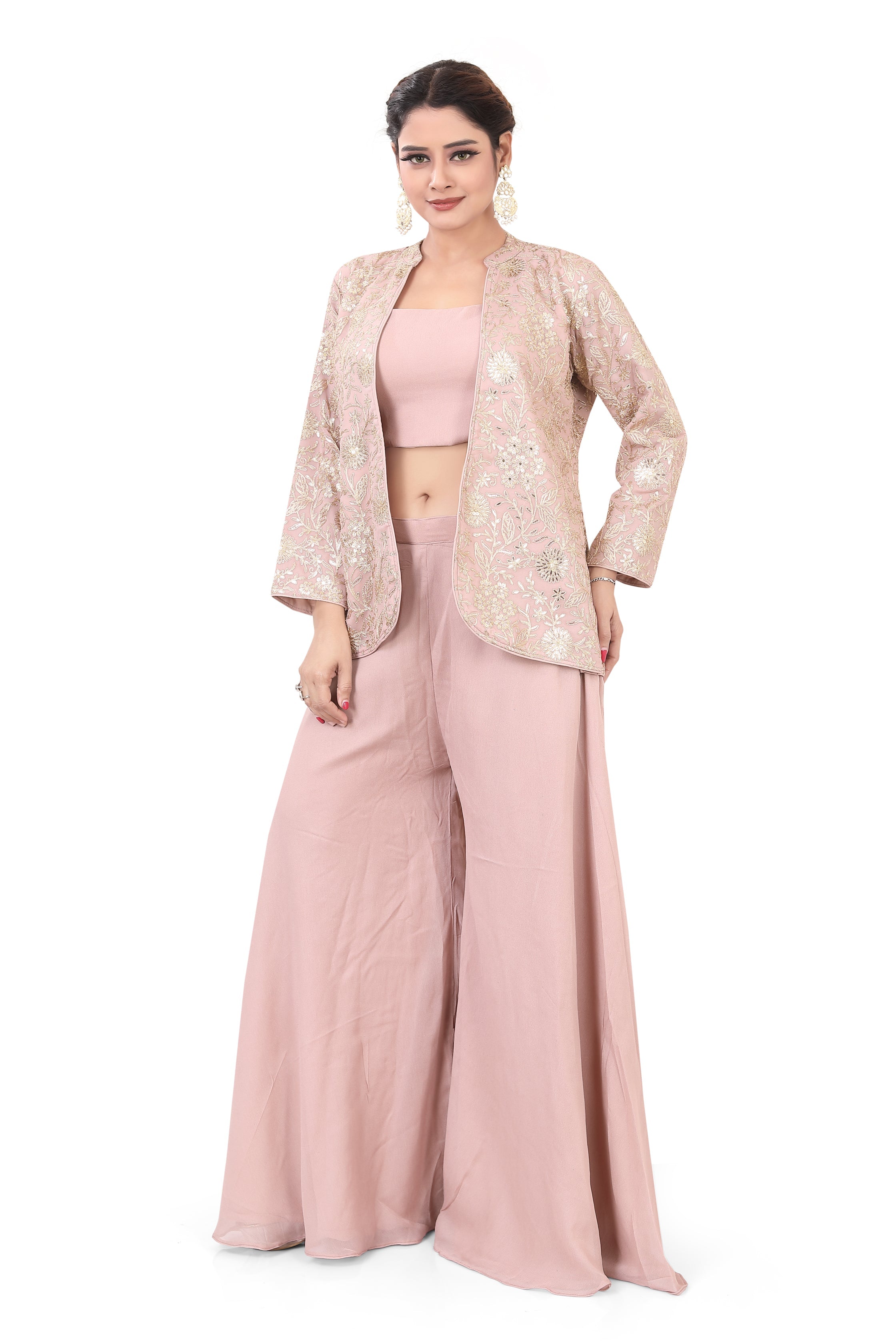 Dusty PInk Short Jacket with Plazzo