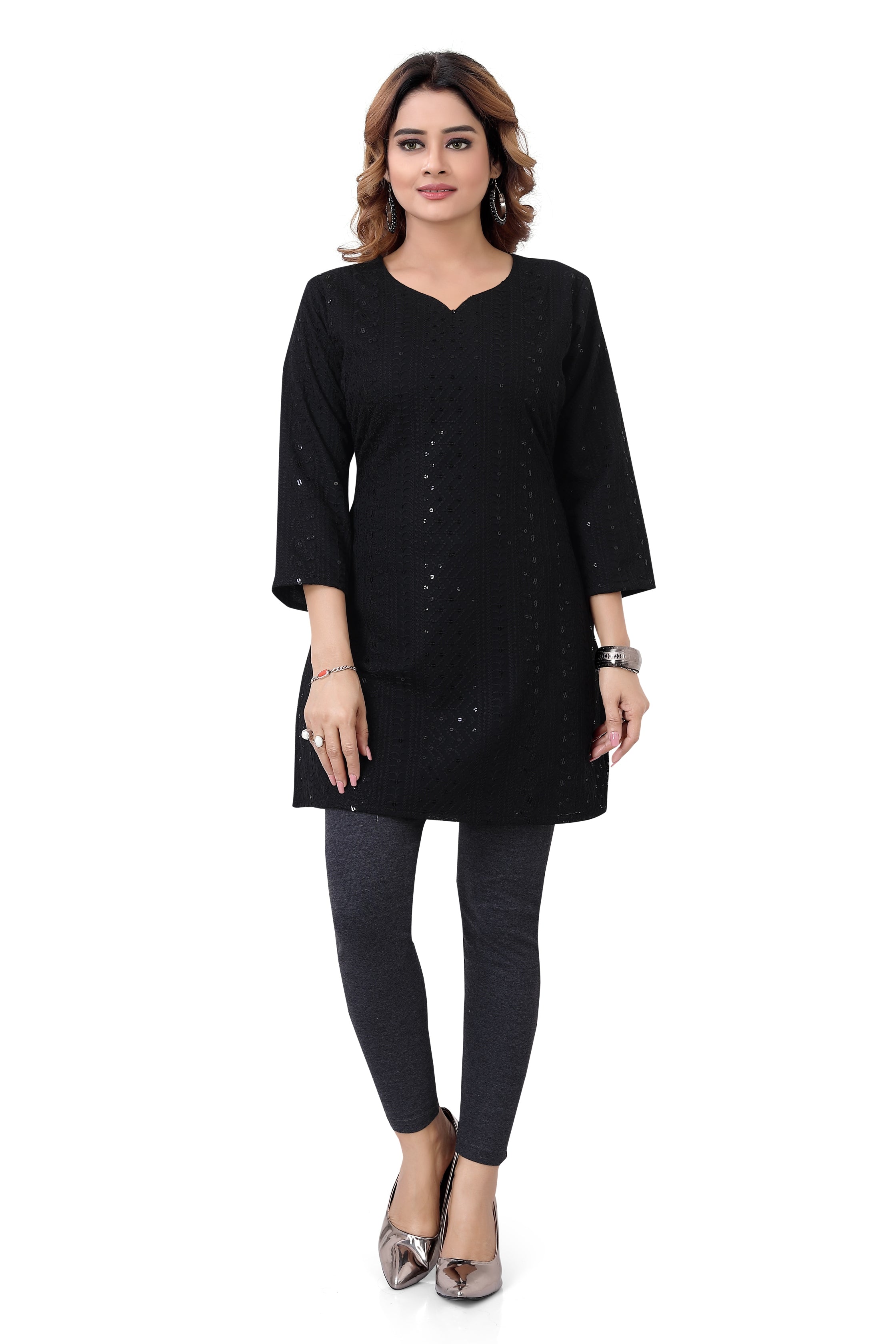 Black Chikankari Short Kurti - Premium Short Kurti from Dulhan Exclusives - Just $75! Shop now at Dulhan Exclusives