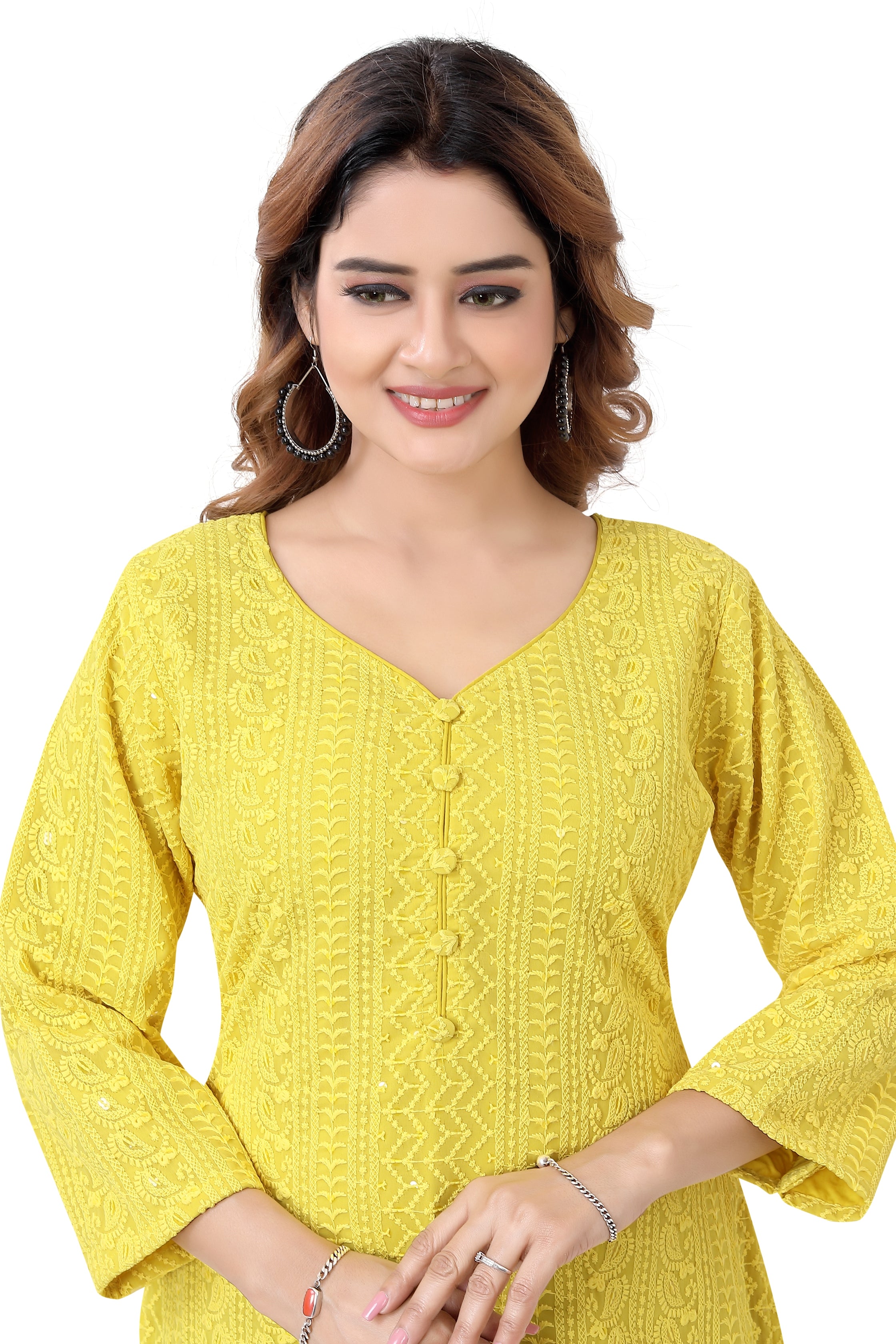 Mustard Yellow Short Chikankari Kurti - Premium Short Kurti from Dulhan Exclusives - Just $75! Shop now at Dulhan Exclusives