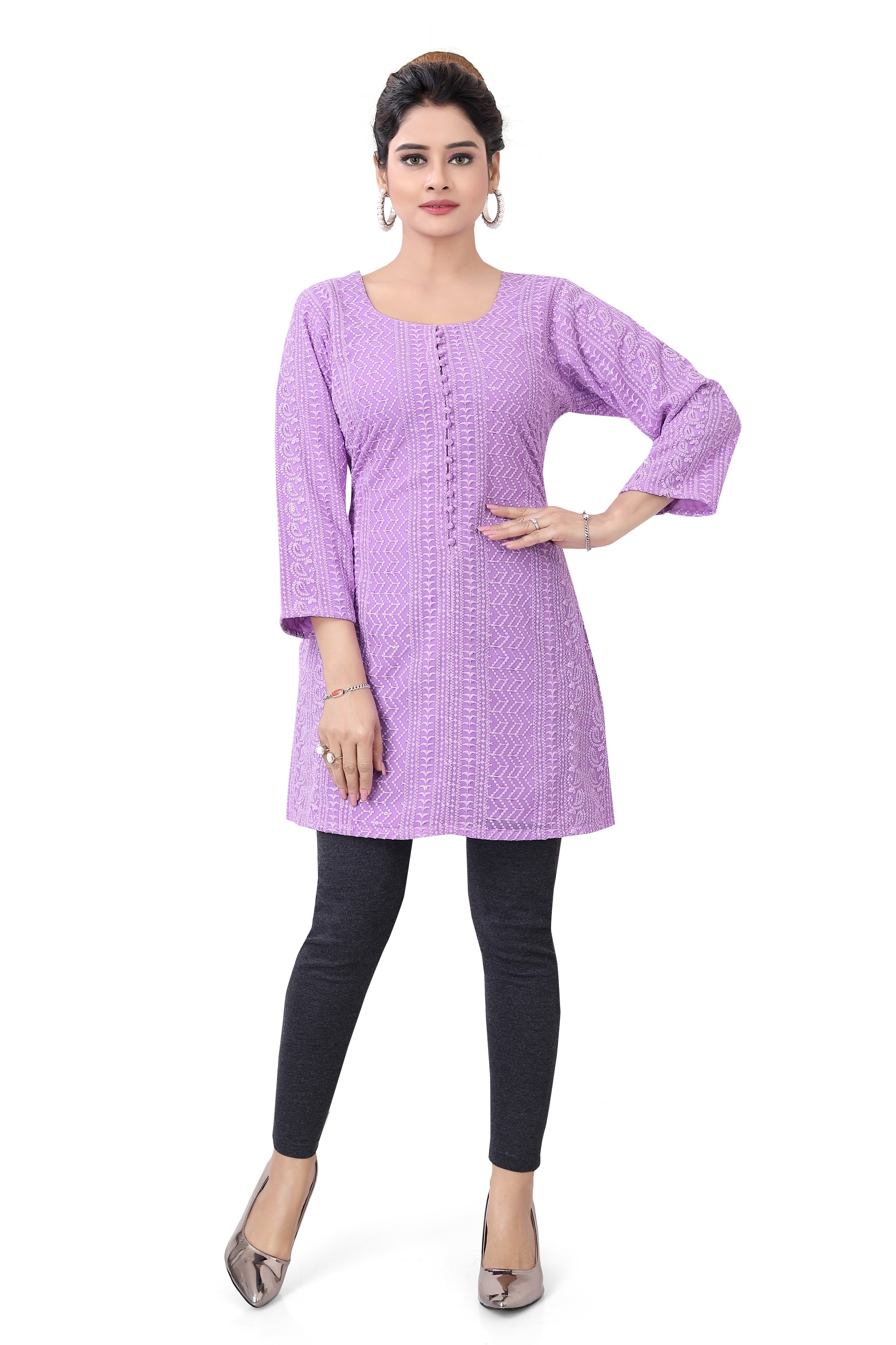 Lavende Chikankari Short Kurti - Premium Short Kurti from Dulhan Exclusives - Just $75! Shop now at Dulhan Exclusives