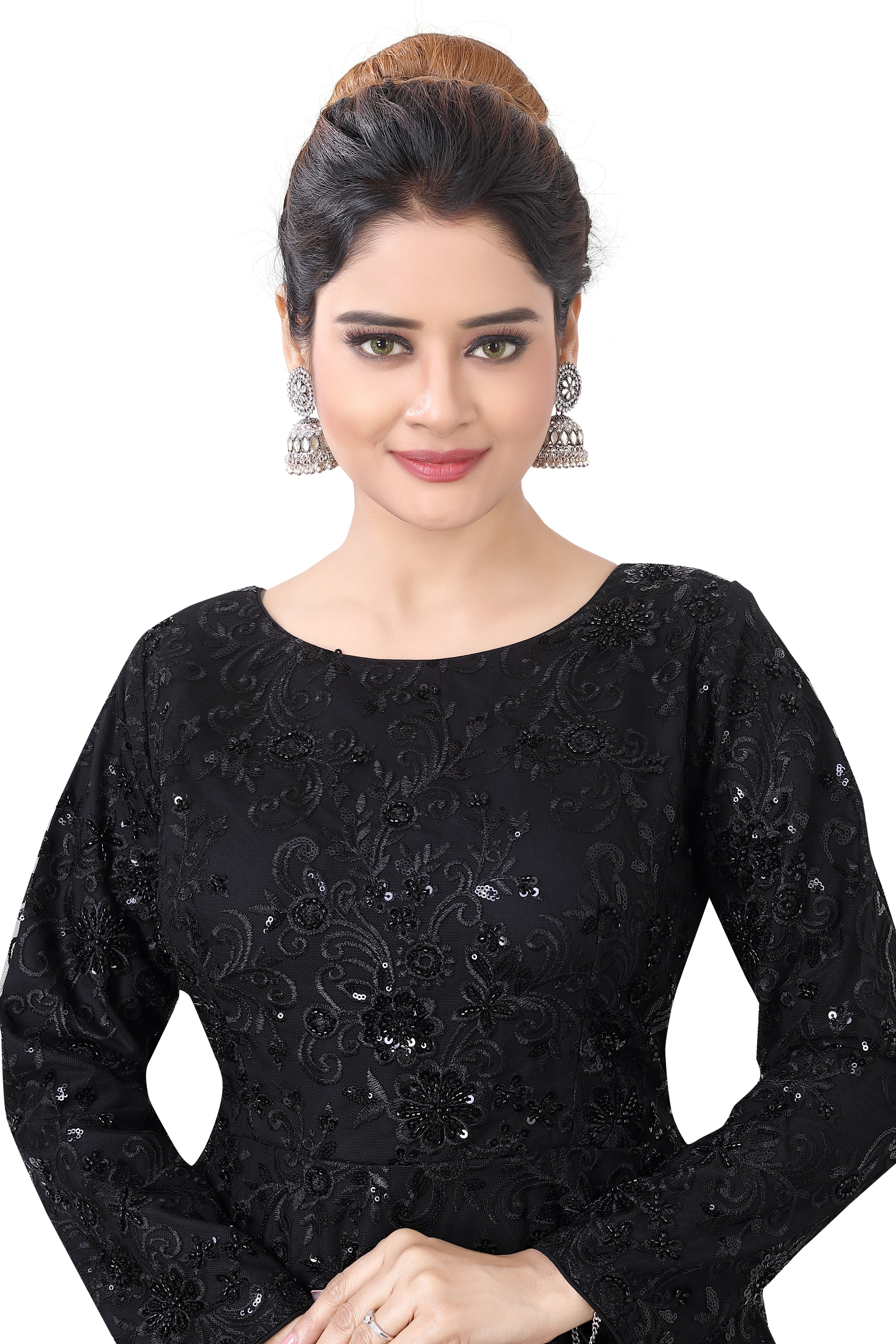 Black Embroidered Net Gown - Premium Partywear Gown from Dulhan Exclusives - Just $675! Shop now at Dulhan Exclusives