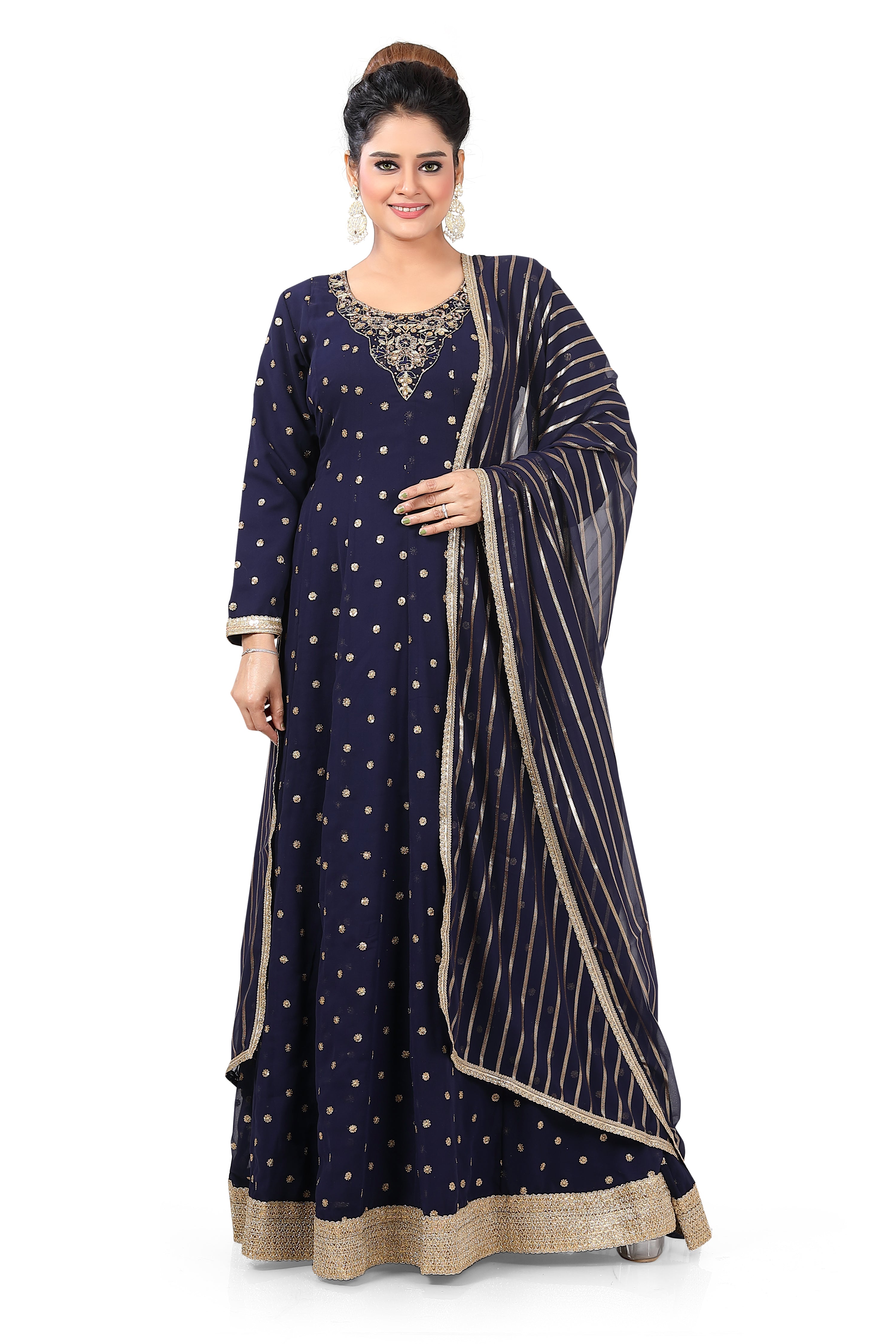 Blue Georgette Anarkali Dress - Premium Festive Wear from Dulhan Exclusives - Just $299! Shop now at Dulhan Exclusives