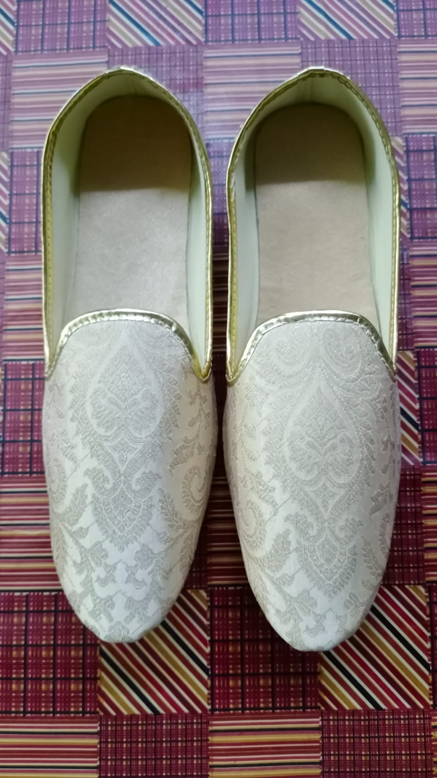 Cream Brocade Mojari Shoes for Men - Premium Mojadi from dulhanexclusives - Just $50! Shop now at Dulhan Exclusives