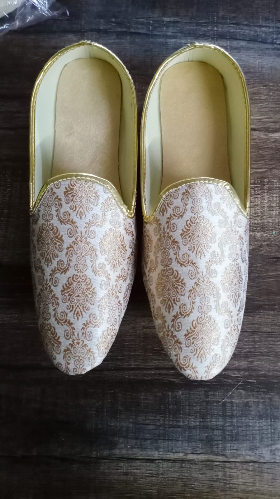 Cream Brocade Mojari Shoes for Men - Premium Mojadi from dulhanexclusives - Just $50! Shop now at Dulhan Exclusives