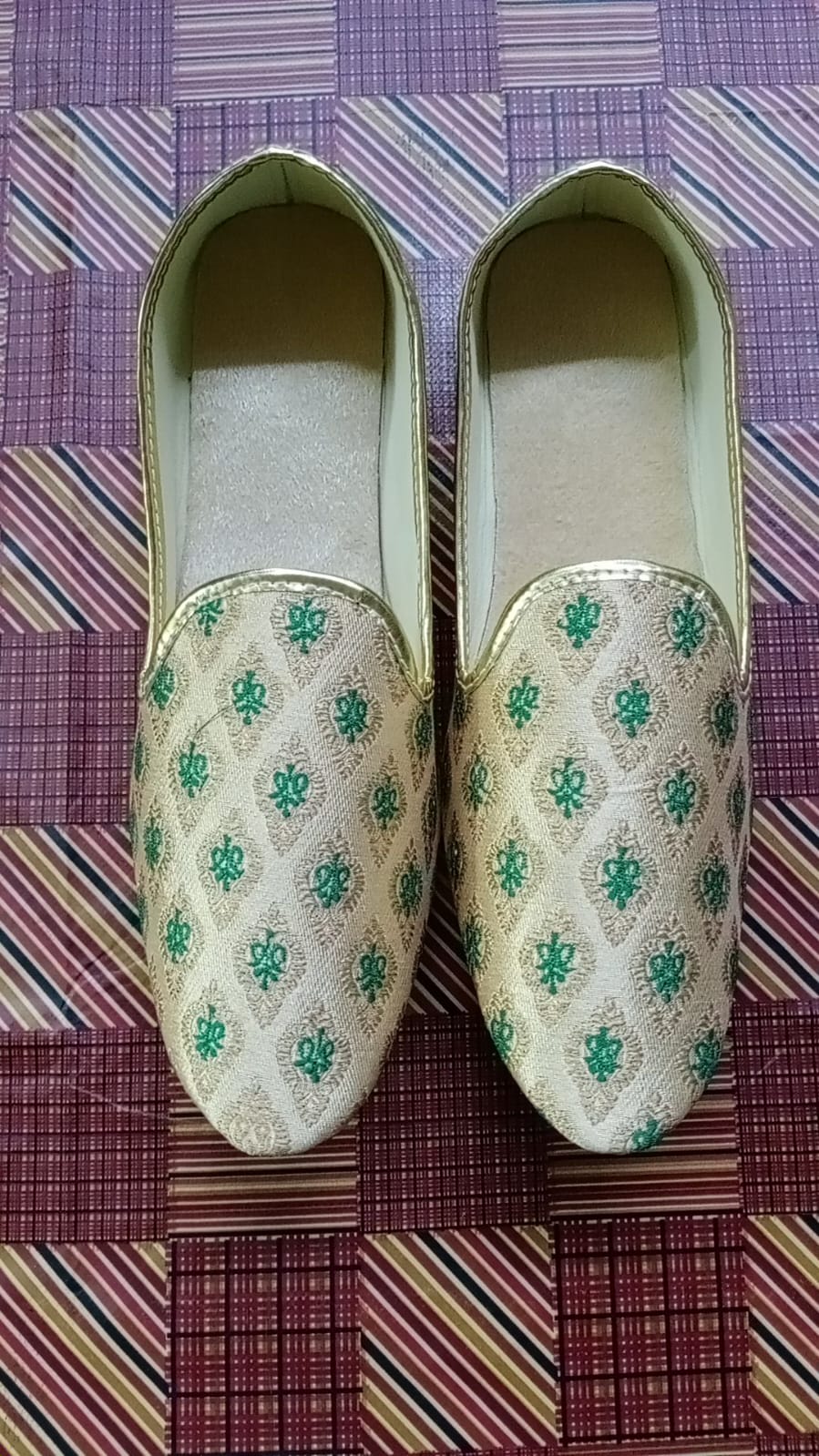 Gold Brocade Mojari Shoes for Men - Premium Mojadi from dulhanexclusives - Just $50! Shop now at Dulhan Exclusives