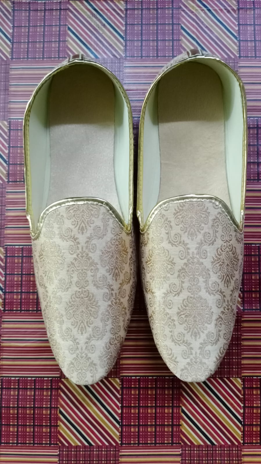 Gold Brocade Mojari Shoes for Men - Premium Mojadi from dulhanexclusives - Just $50! Shop now at Dulhan Exclusives