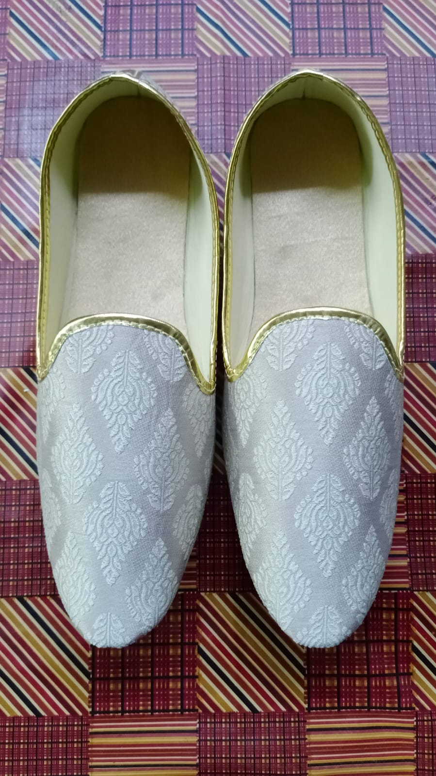 Gray Brocade Mojari Shoes for Men - Premium Mojadi from dulhanexclusives - Just $50! Shop now at Dulhan Exclusives