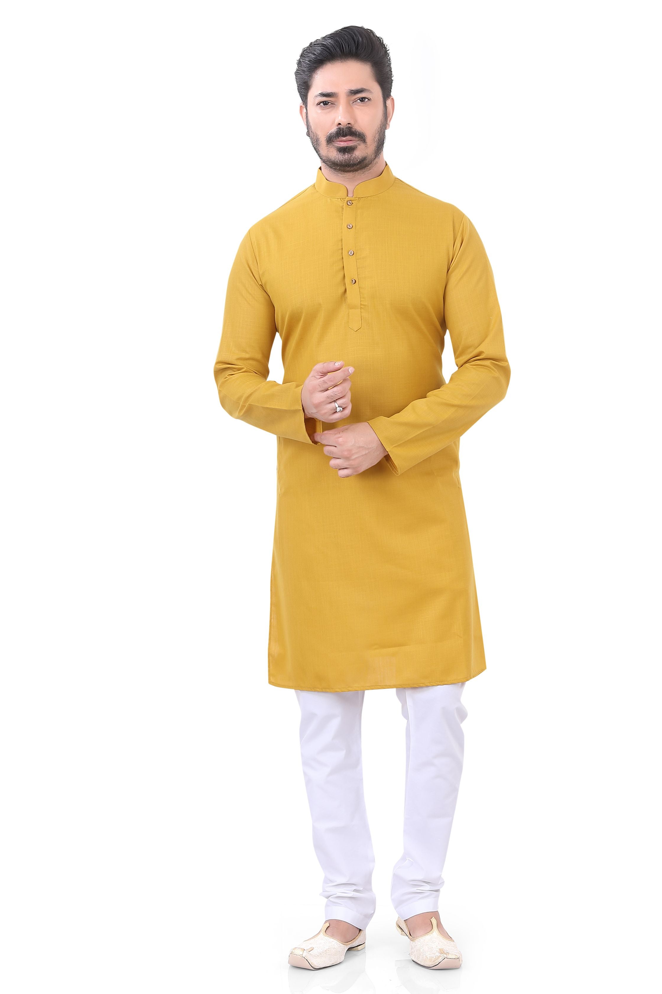 Cotton Kurta in Mustard - Premium kurta pajama from Dapper Ethnic - Just $29! Shop now at Dulhan Exclusives