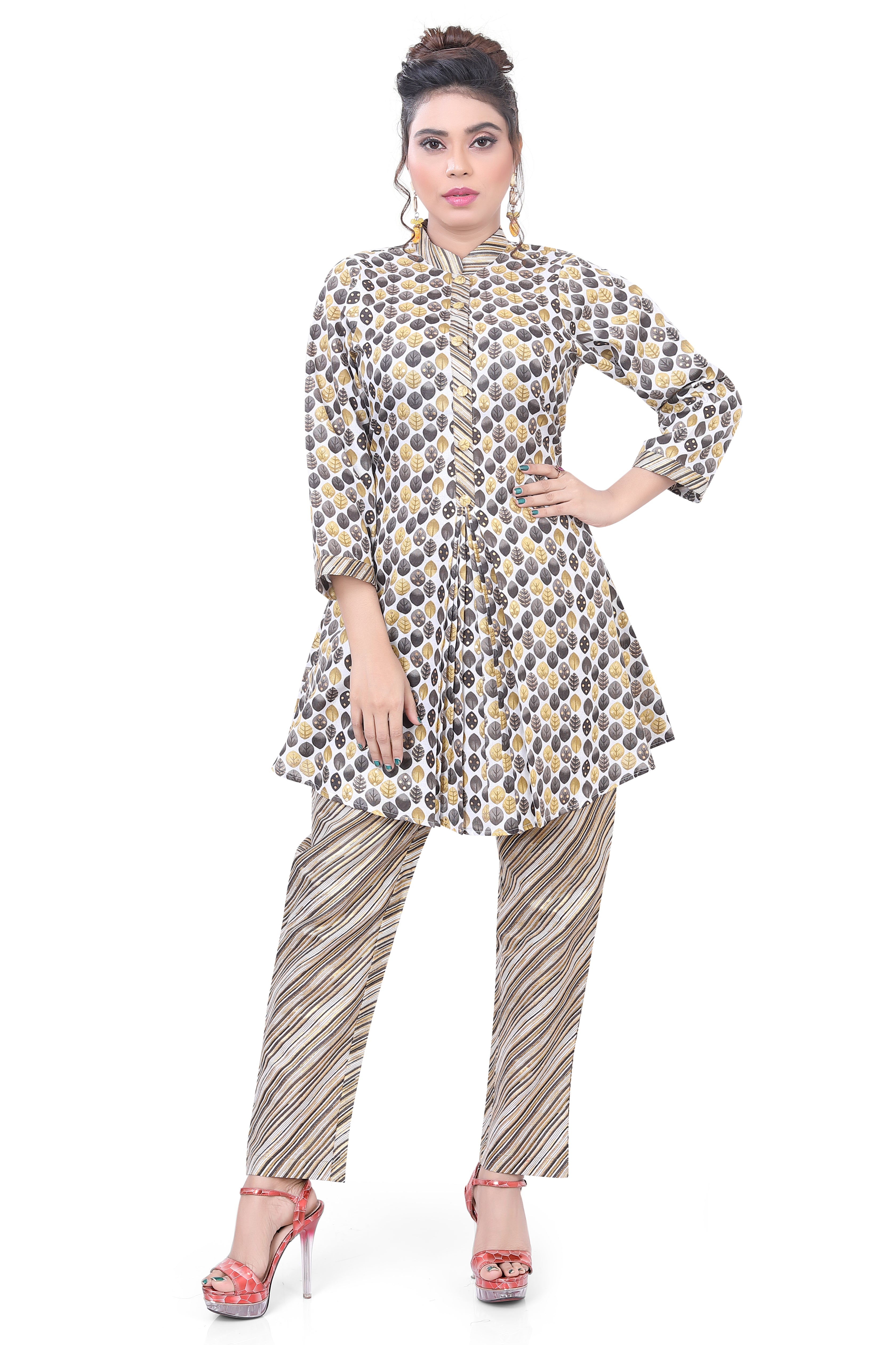 White-Black Printed Co-Ord Set - Premium Festive Wear from Dulhan Exclusives - Just $75! Shop now at Dulhan Exclusives