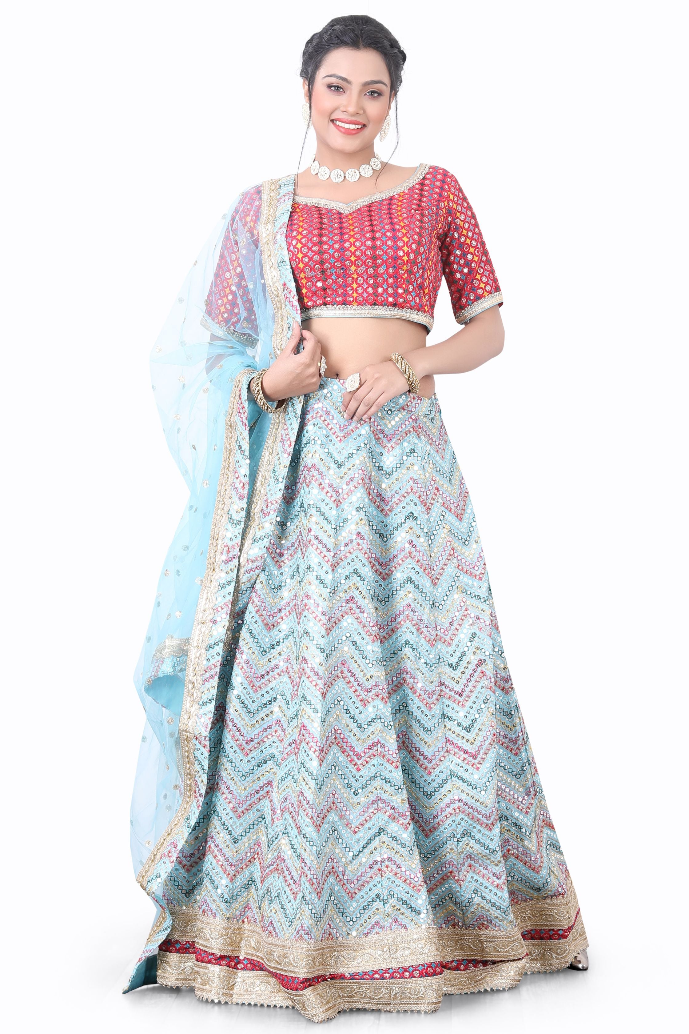 Blue Multi Thread Lehenga Choli - Premium Partywear Lehenga from Dulhan Exclusives - Just $425! Shop now at Dulhan Exclusives
