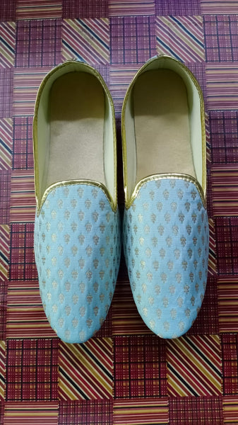 Beige Brocade Mojari Shoes for Men