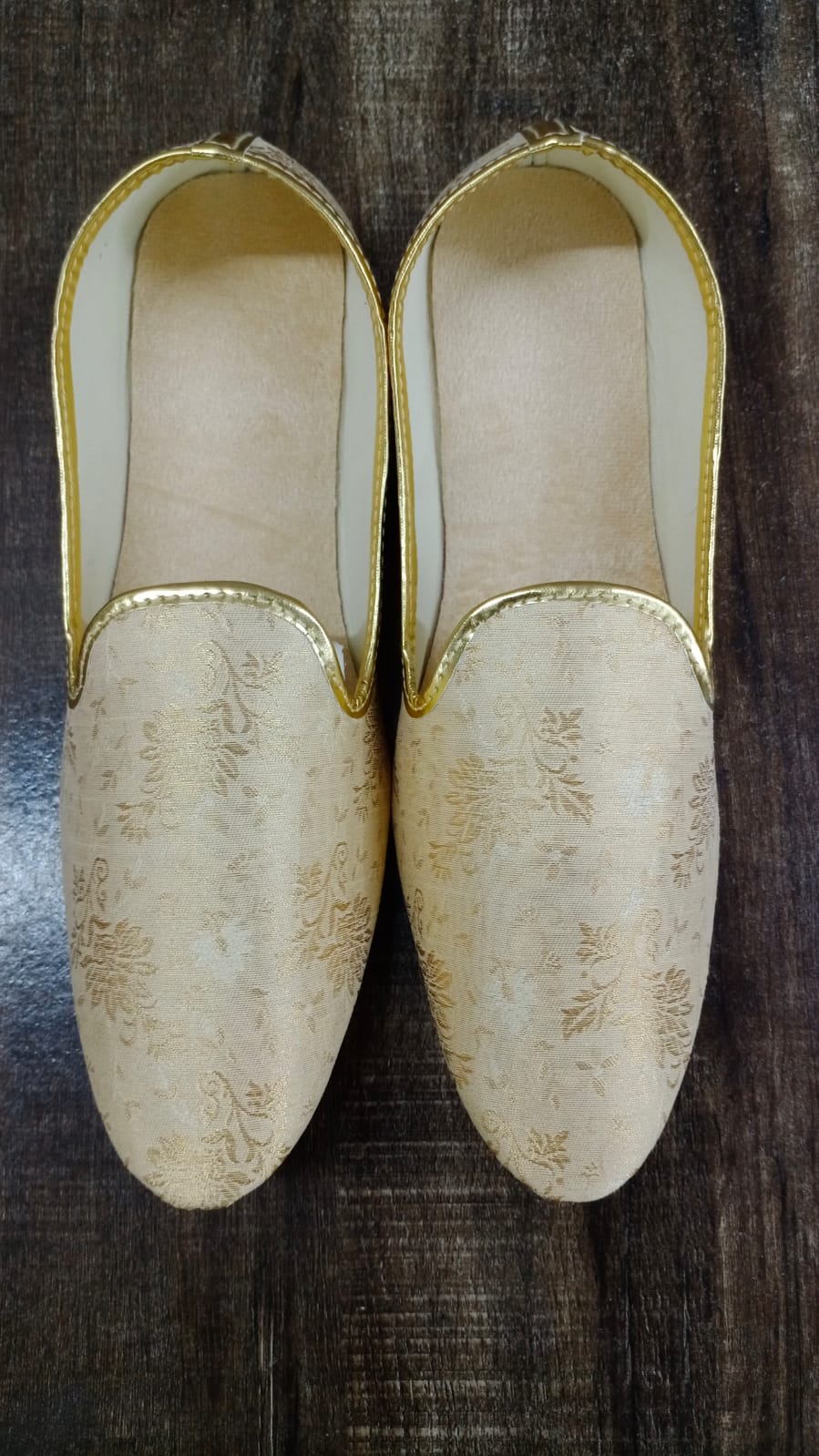 Gold Brocade Mojari Shoes for Men - Premium Mojadi from dulhanexclusives - Just $50! Shop now at Dulhan Exclusives