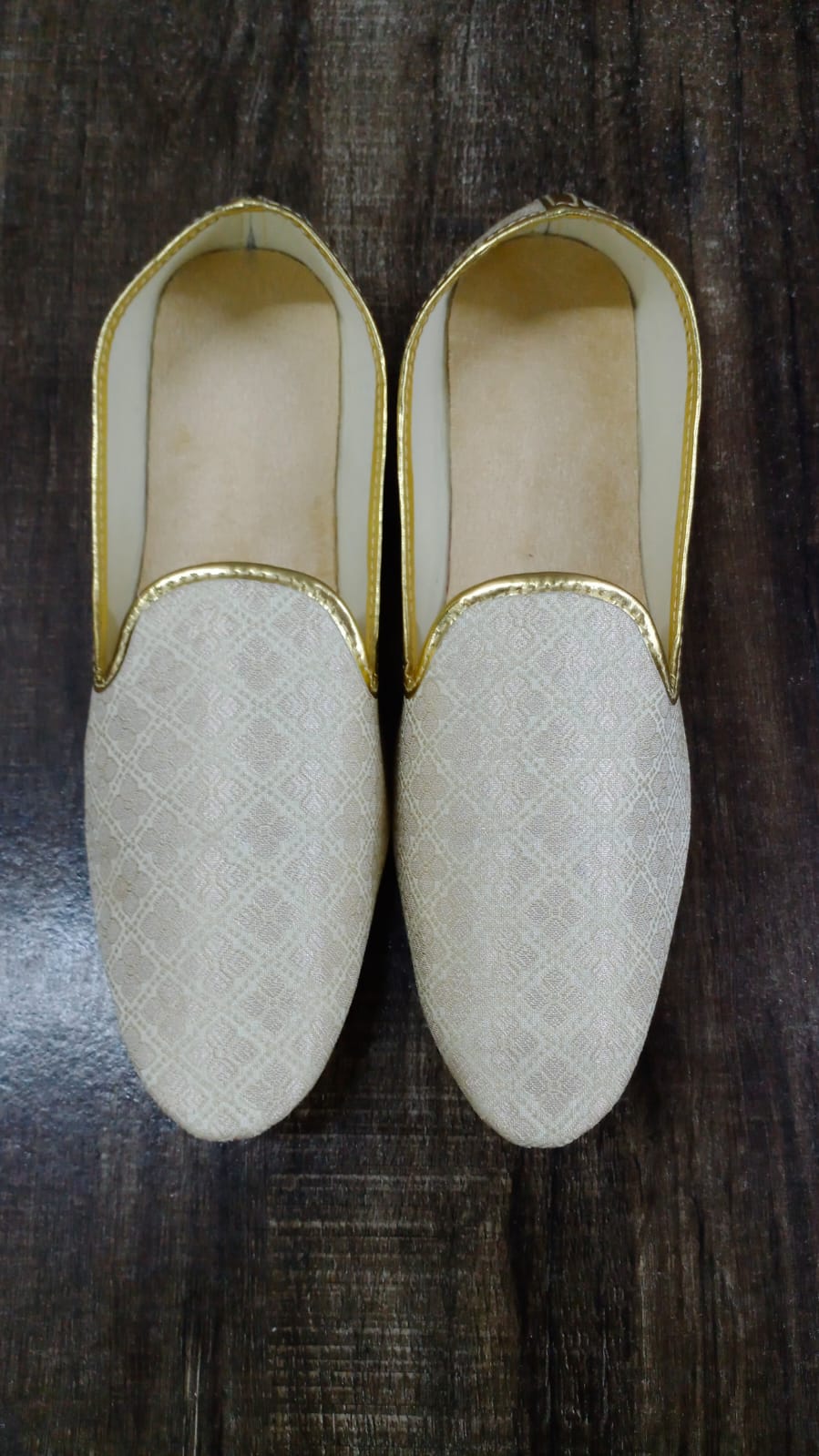 Cream Brocade Mojari Shoes for Men - Premium Mojadi from dulhanexclusives - Just $50! Shop now at Dulhan Exclusives