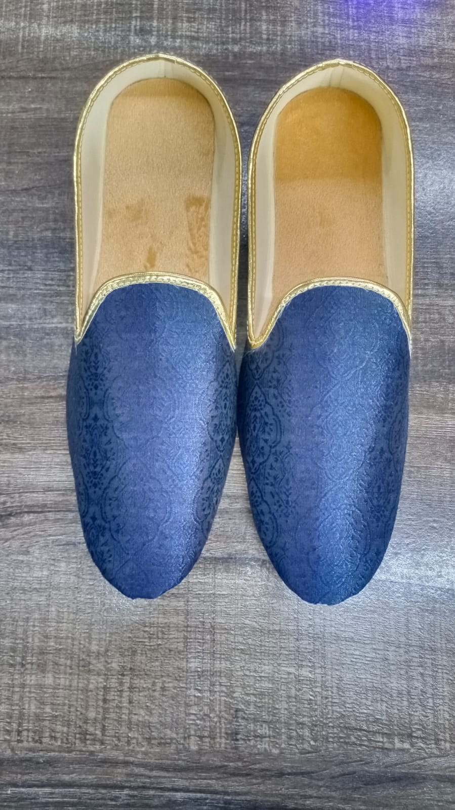 Blue Brocade Mojari Shoes for Men Dn-12 - Premium Mojadi from dulhanexclusives - Just $50! Shop now at Dulhan Exclusives