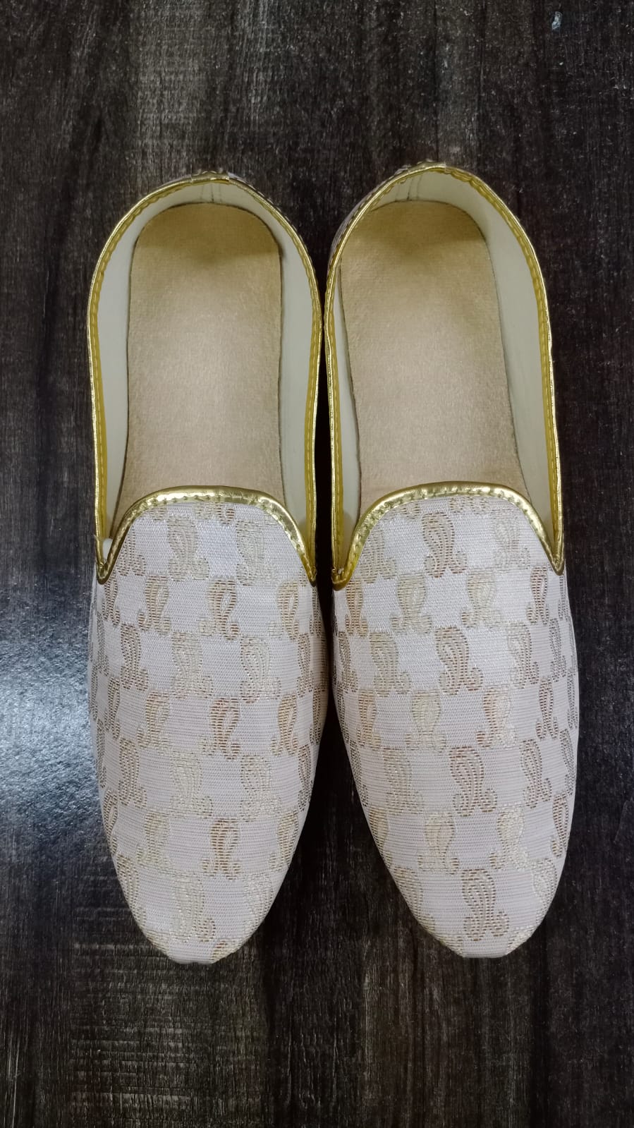 Cream Brocade Mojari Shoes for Men - Premium Mojadi from dulhanexclusives - Just $50! Shop now at Dulhan Exclusives