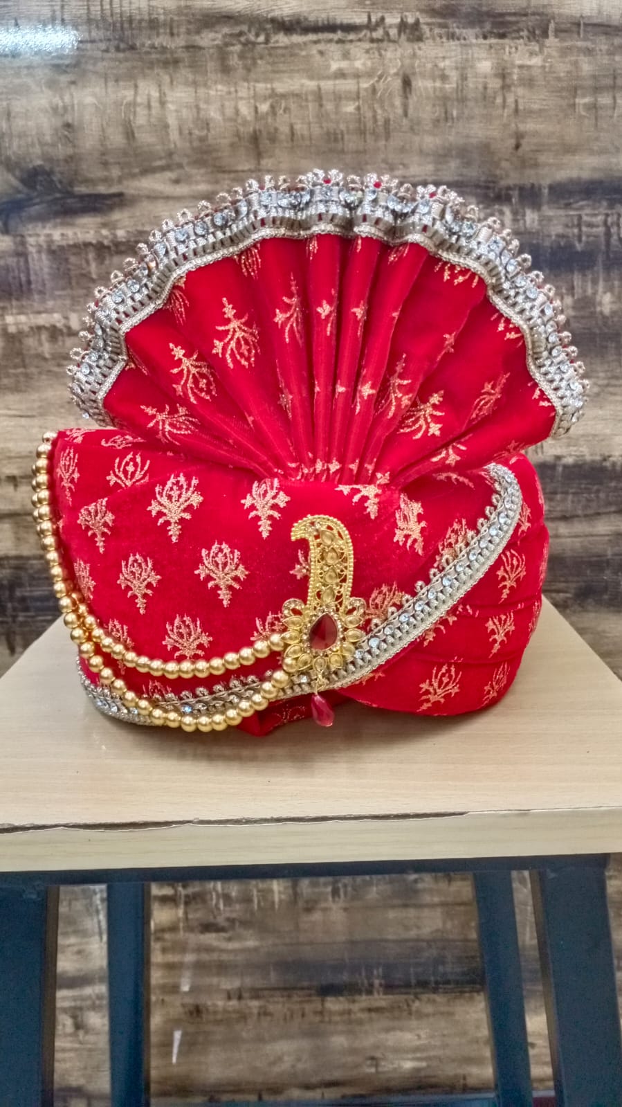 Red Color Premium Groom Pagri For Wedding Fuctions & Barati pagadi, safa - Premium pagdi from Dapper Ethnic - Just $75! Shop now at Dulhan Exclusives