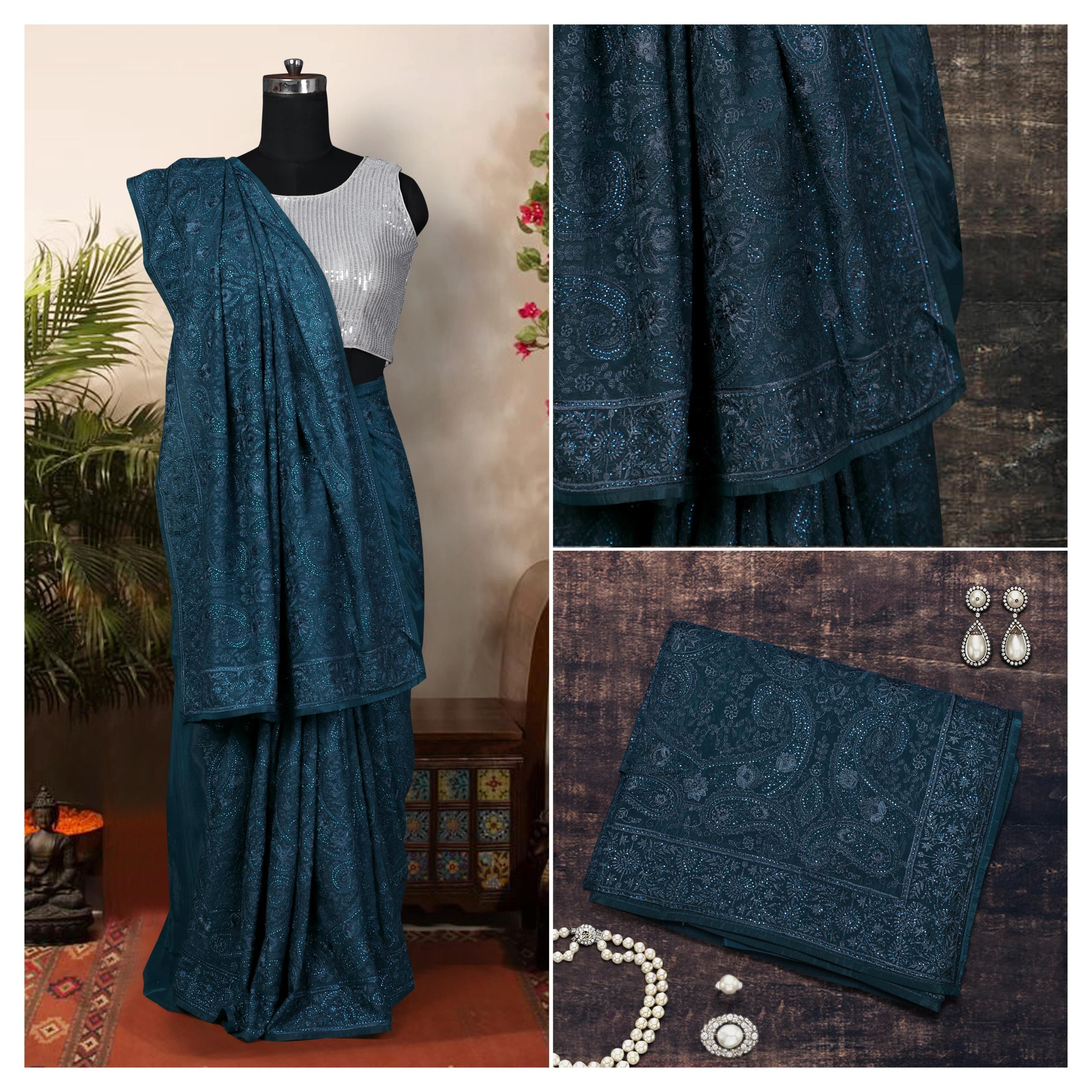 Georgette Designer Saree - Premium Saree from Dulhan Exclusives - Just $365! Shop now at Dulhan Exclusives