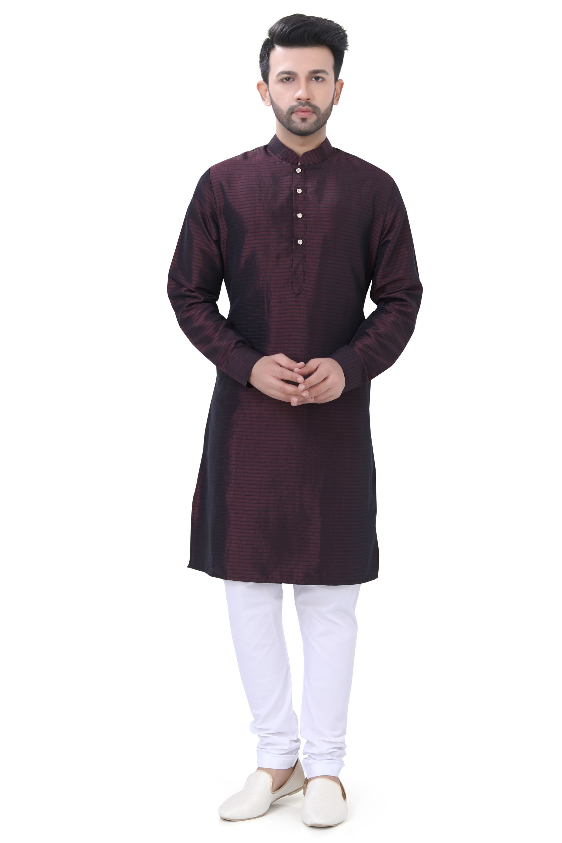 Cotton Pintex Kurta in Maroon Colour - Premium kurta pajama from Dapper Ethnic - Just $99! Shop now at Dulhan Exclusives