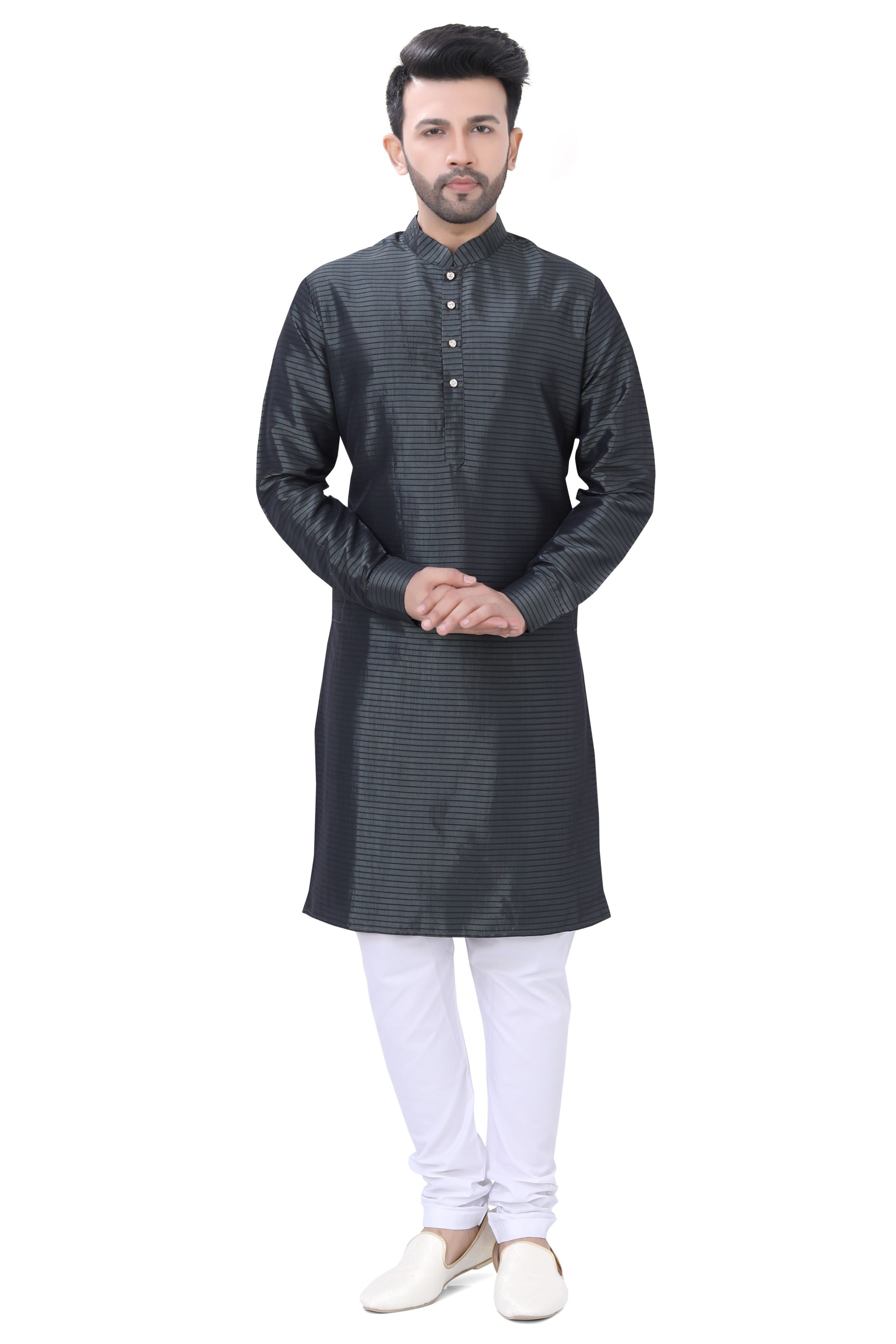 Cotton Pintex Kurta  in Gray Colour - Premium kurta pajama from Dapper Ethnic - Just $99! Shop now at Dulhan Exclusives