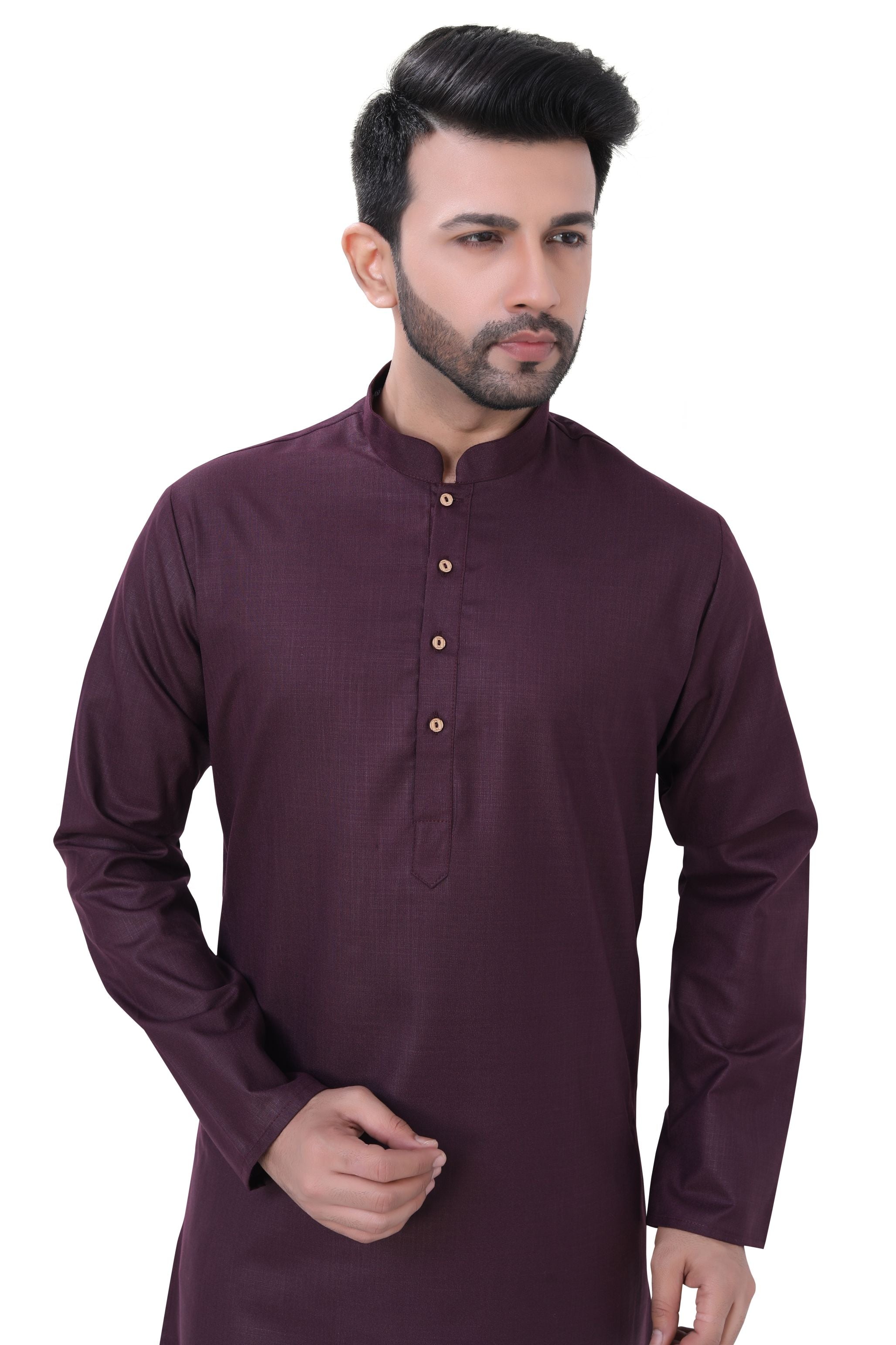 Cotton Kurta in Wine - Premium Cotton Kurta Pajama from Dapper Ethnic - Just $29! Shop now at Dulhan Exclusives