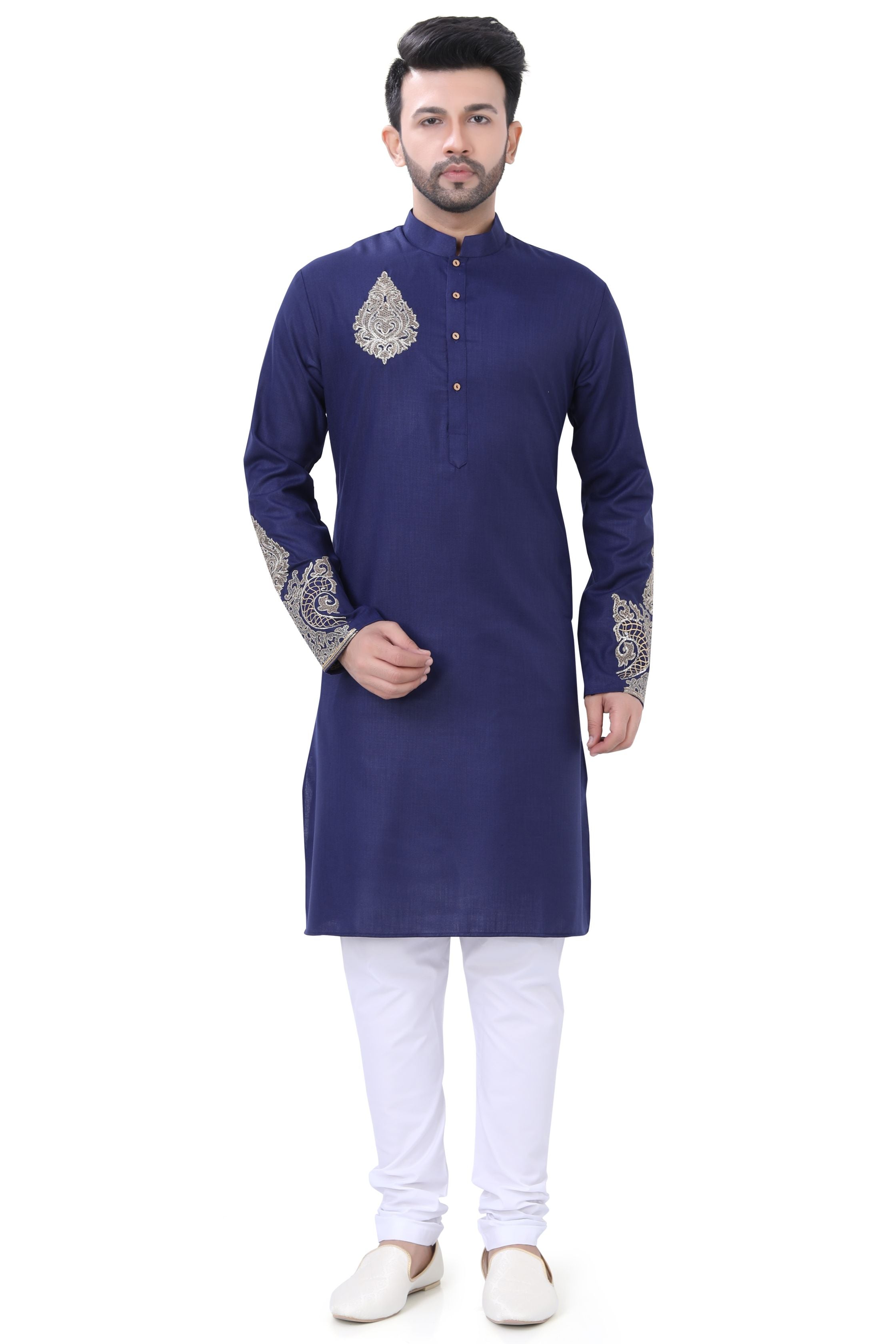 Embroidered Kurta Pajama in Blue Color - Premium Cotton Kurta Pajama from Dapper Ethnic - Just $79! Shop now at Dulhan Exclusives