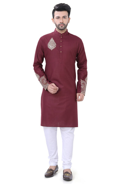 Introducing Embroidered Kurta Pajama in Maroon Color: The Ultimate