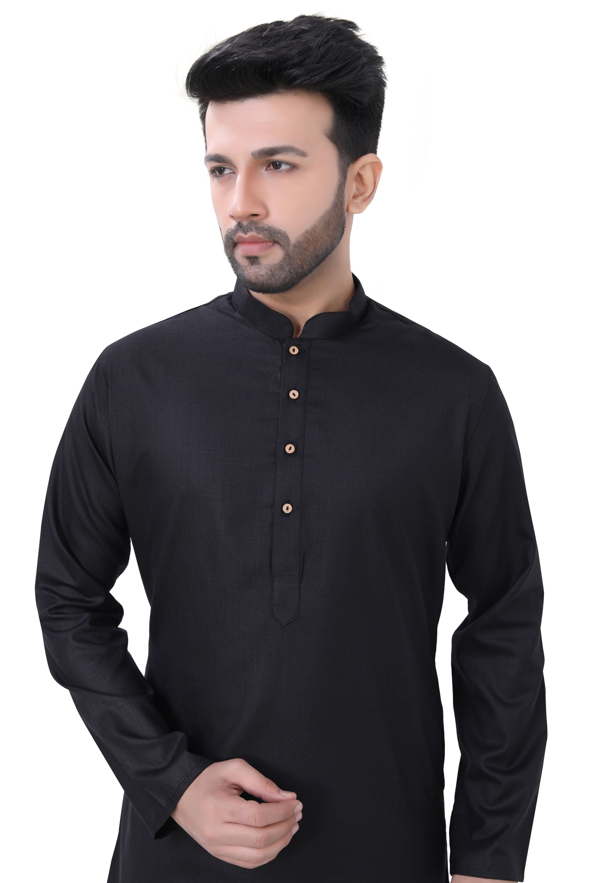 Cotton Kurta Pajama in Black - Premium Cotton Kurta Pajama from Dapper Ethnic - Just $49! Shop now at Dulhan Exclusives