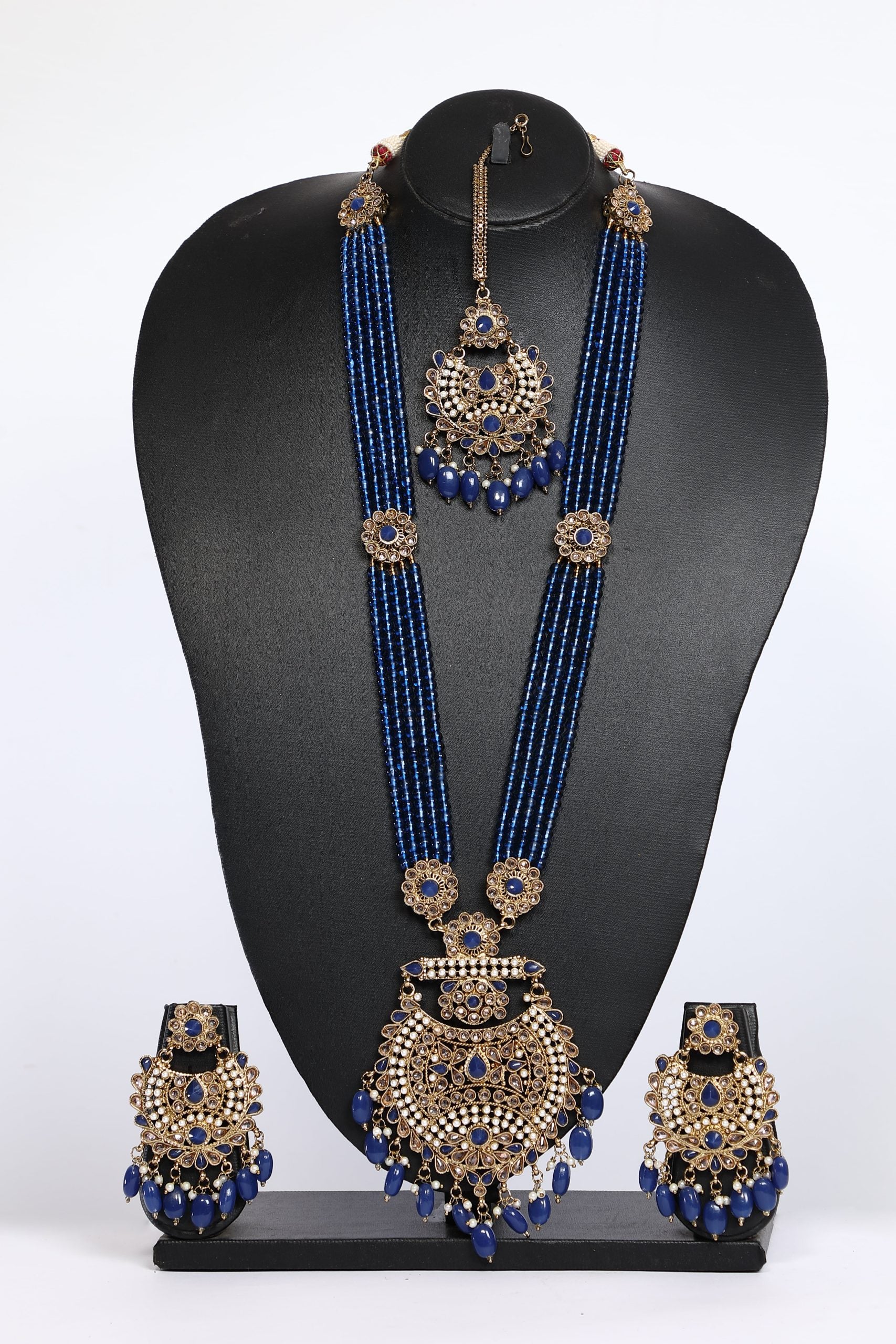 Beaded Long Necklace Set For Bridal - 3594