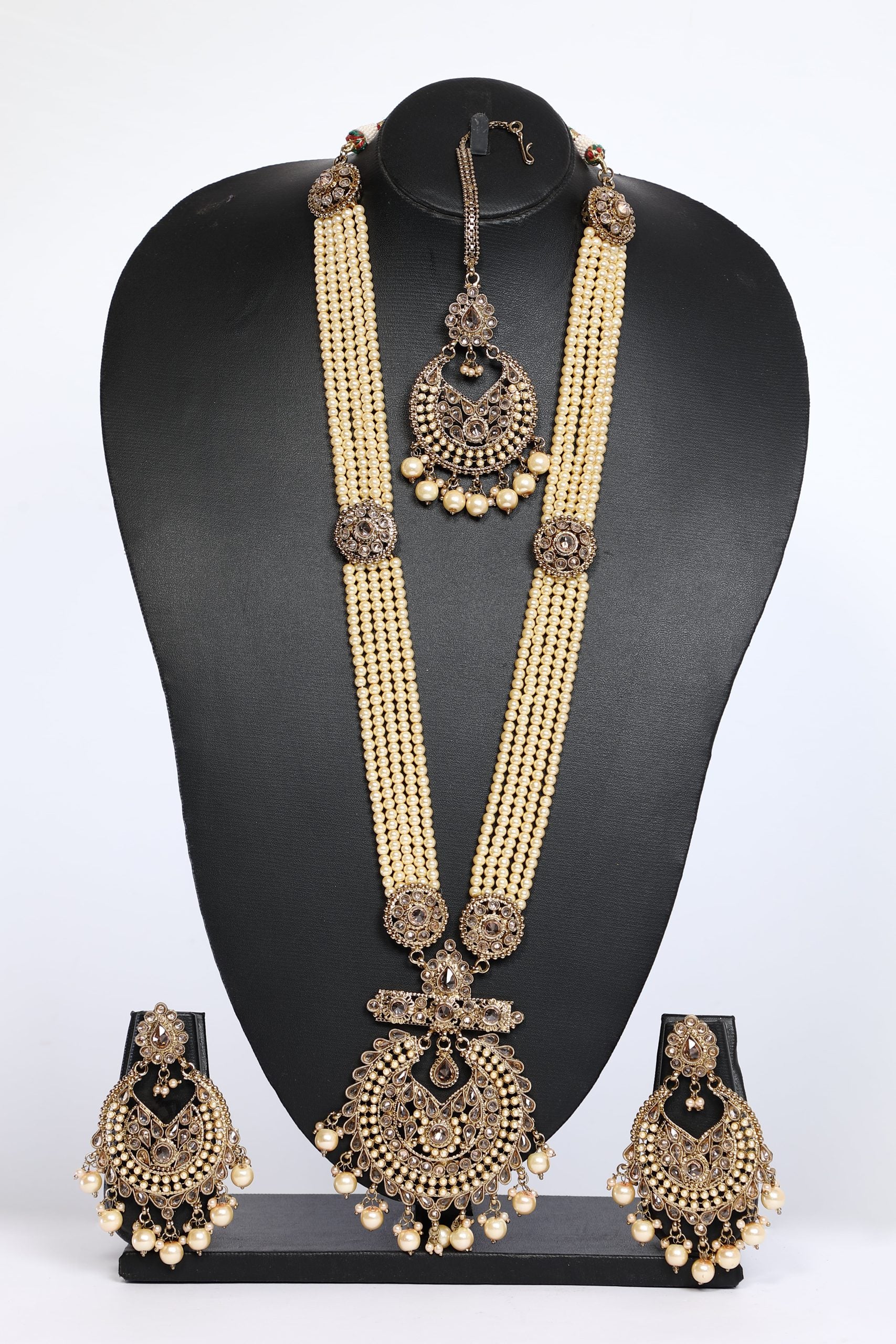 Bridal Cream Long Necklace Set 3596