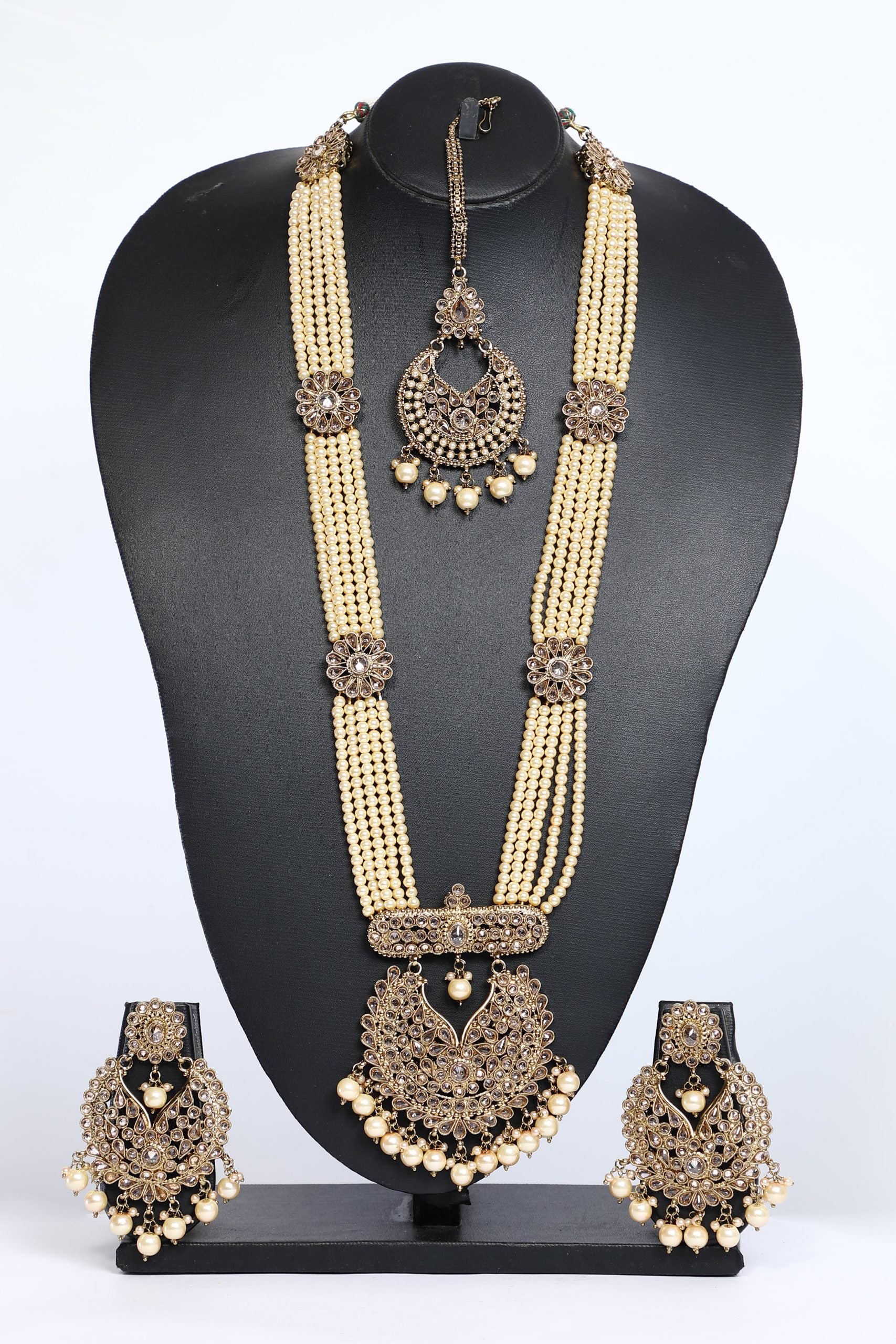 Creamy Necklace Set Heavy For Bridal - 24