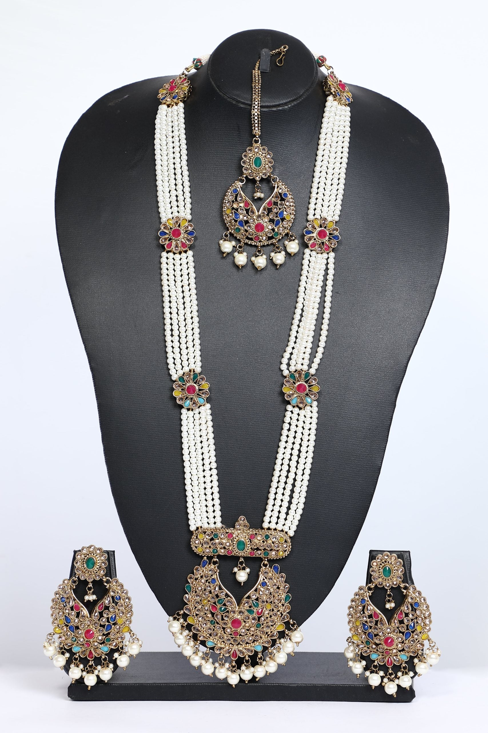 White Necklace Set Heavy For Bridal - 24 - Premium  from vendor-unknown - Just $166! Shop now at Dulhan Exclusives