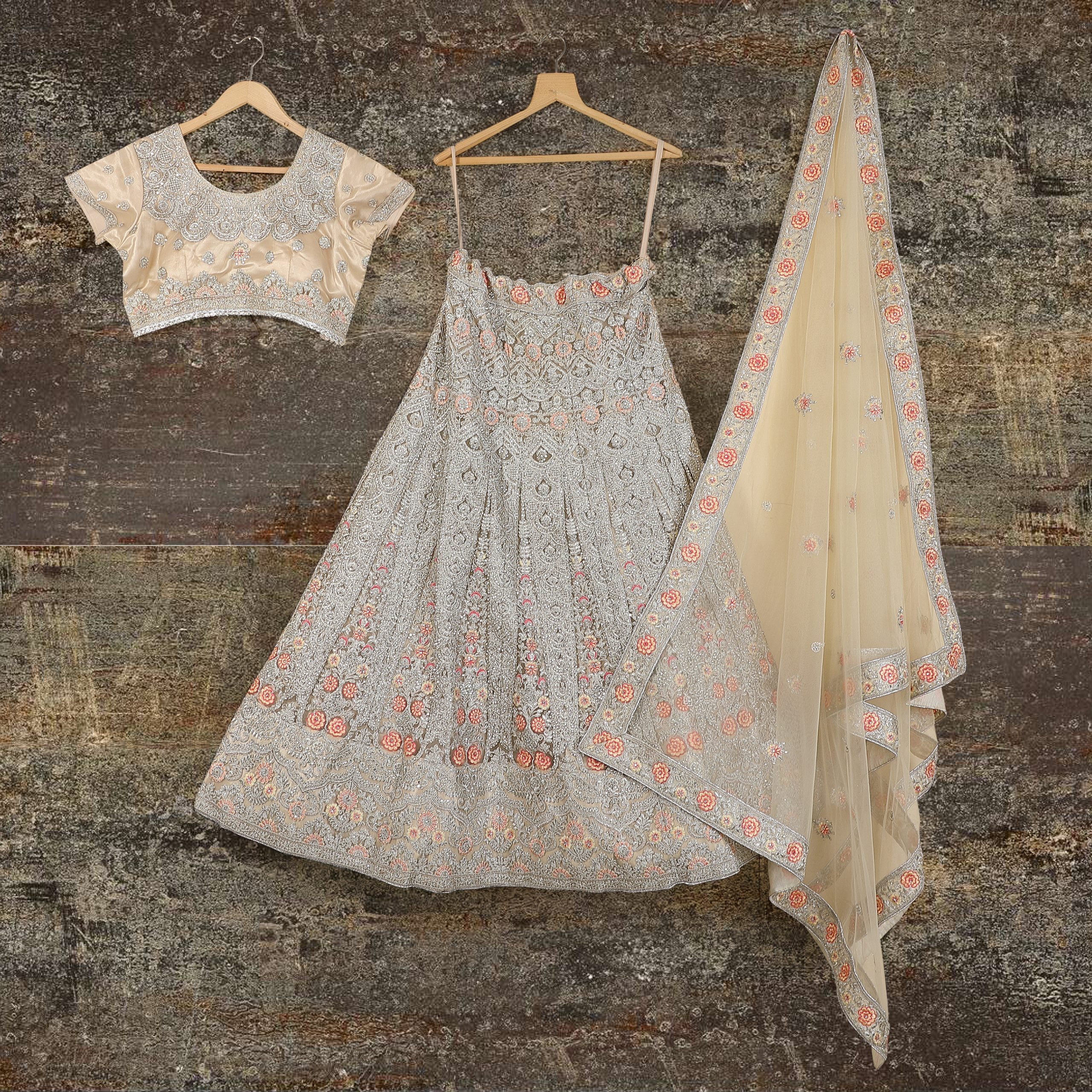 Floral Party wear Lehenga Choli in Peach DEKP-FP-H23-976 - Premium Partywear Lehenga from Dulhan Exclusives - Just $785! Shop now at Dulhan Exclusives