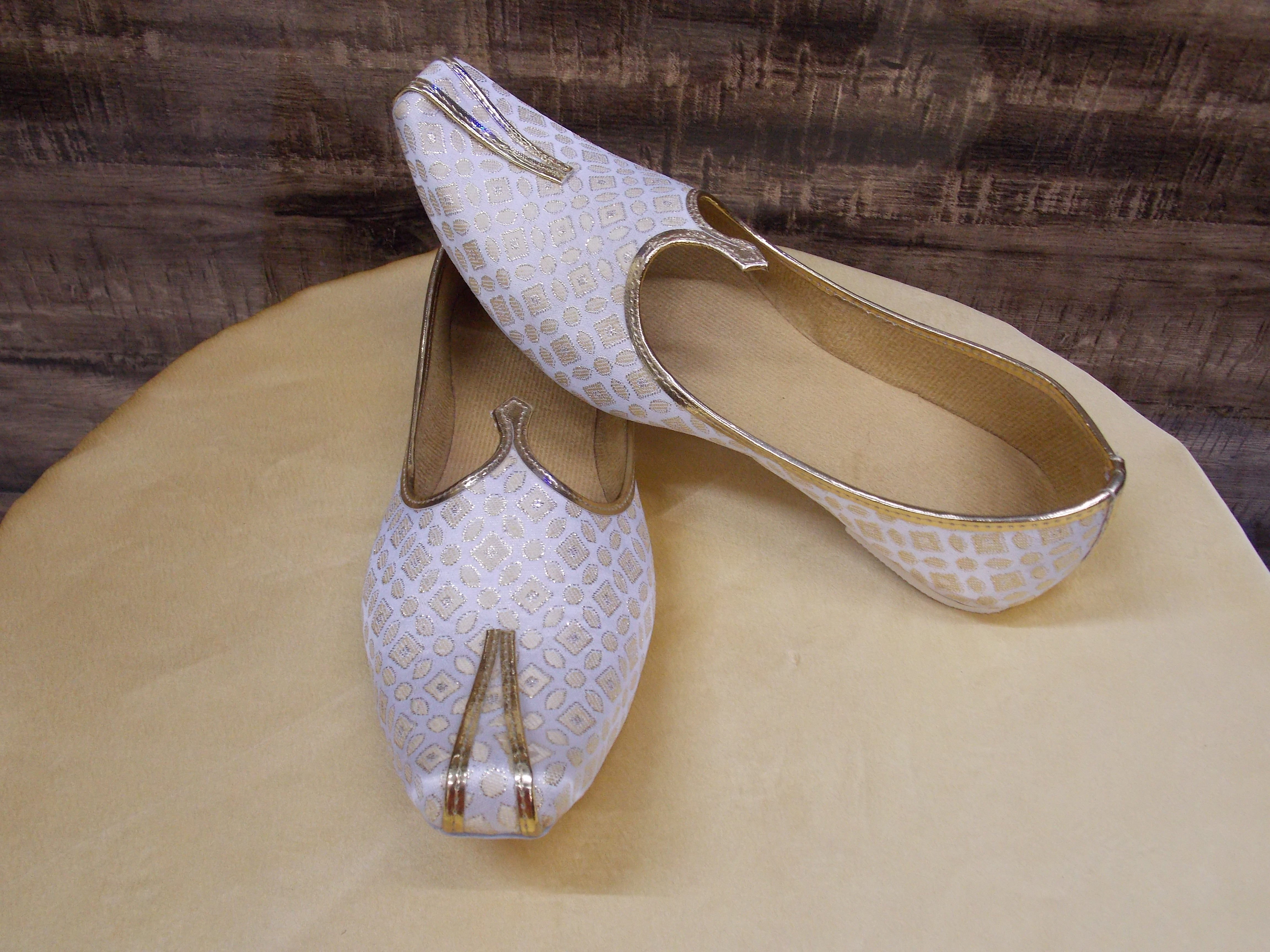 Cream brocade Mojadi D No. 103 - Premium Mojadi from Dapper Ethnic - Just $40! Shop now at Dulhan Exclusives