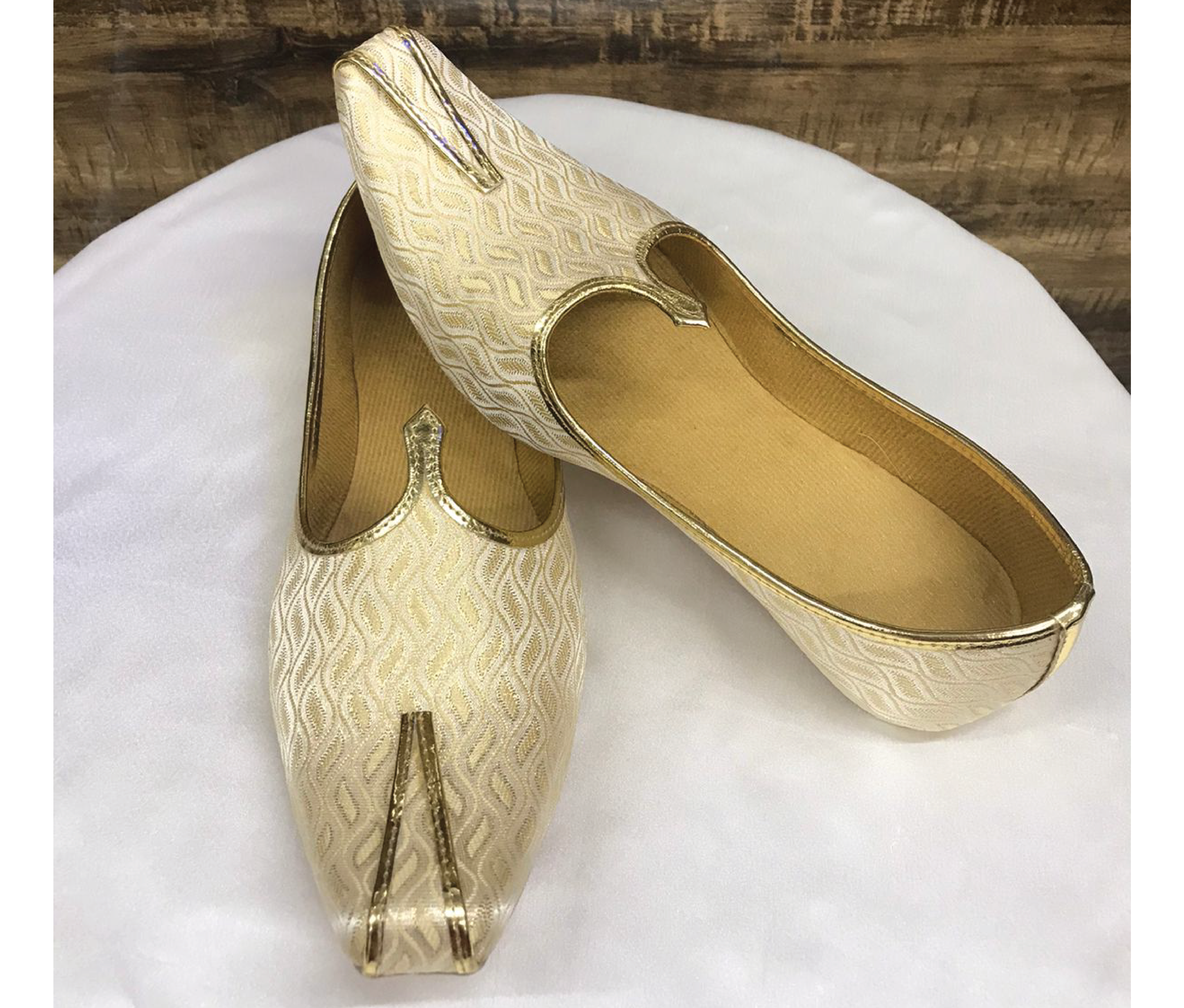 Gold Brocade Mojadi Shoes D No. 111 - Premium Mojadi from Dapper Ethnic - Just $40! Shop now at Dulhan Exclusives