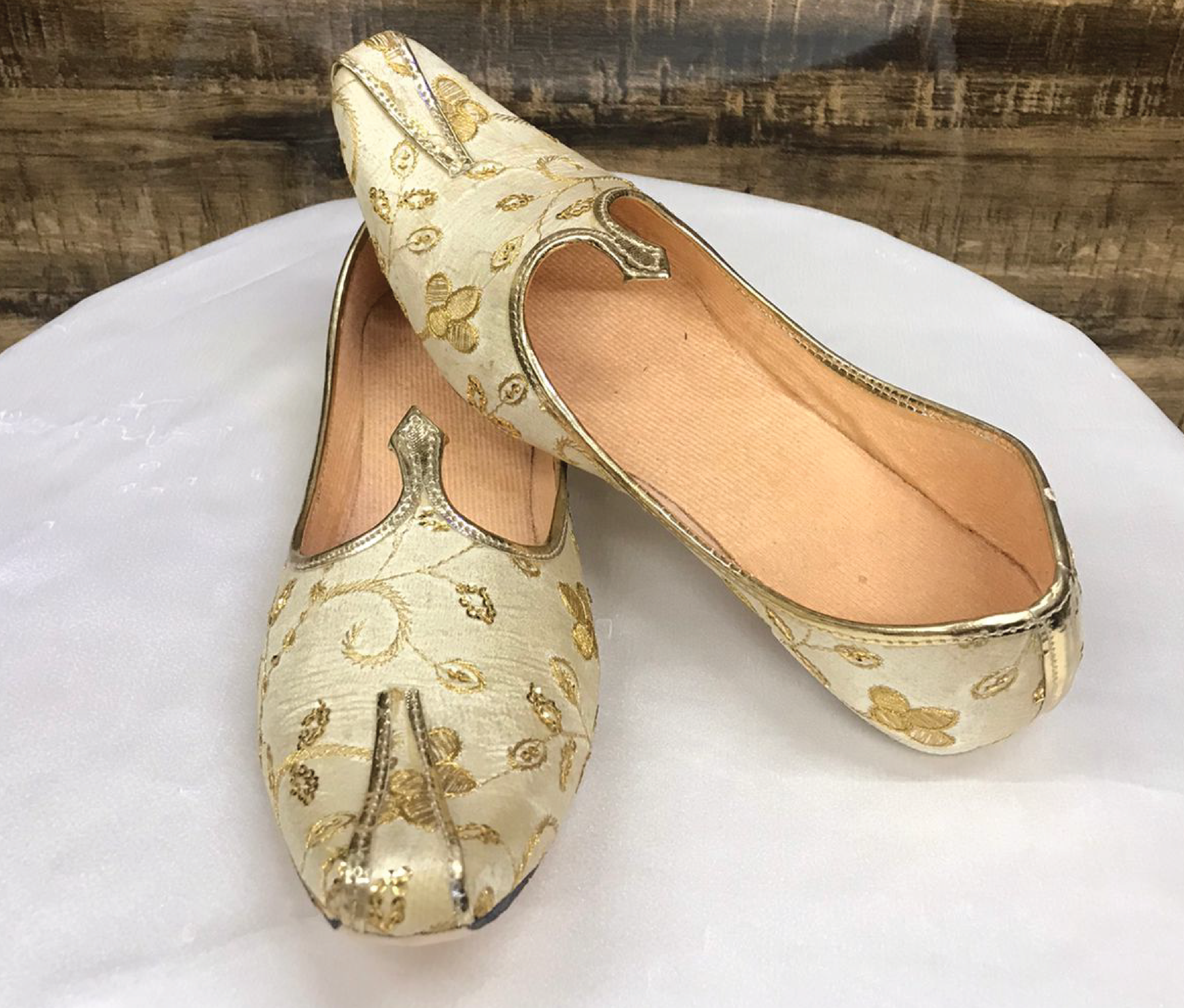 Gold Brocade Mojadi Shoes D No. 112 - Premium Mojadi from Dapper Ethnic - Just $50! Shop now at Dulhan Exclusives