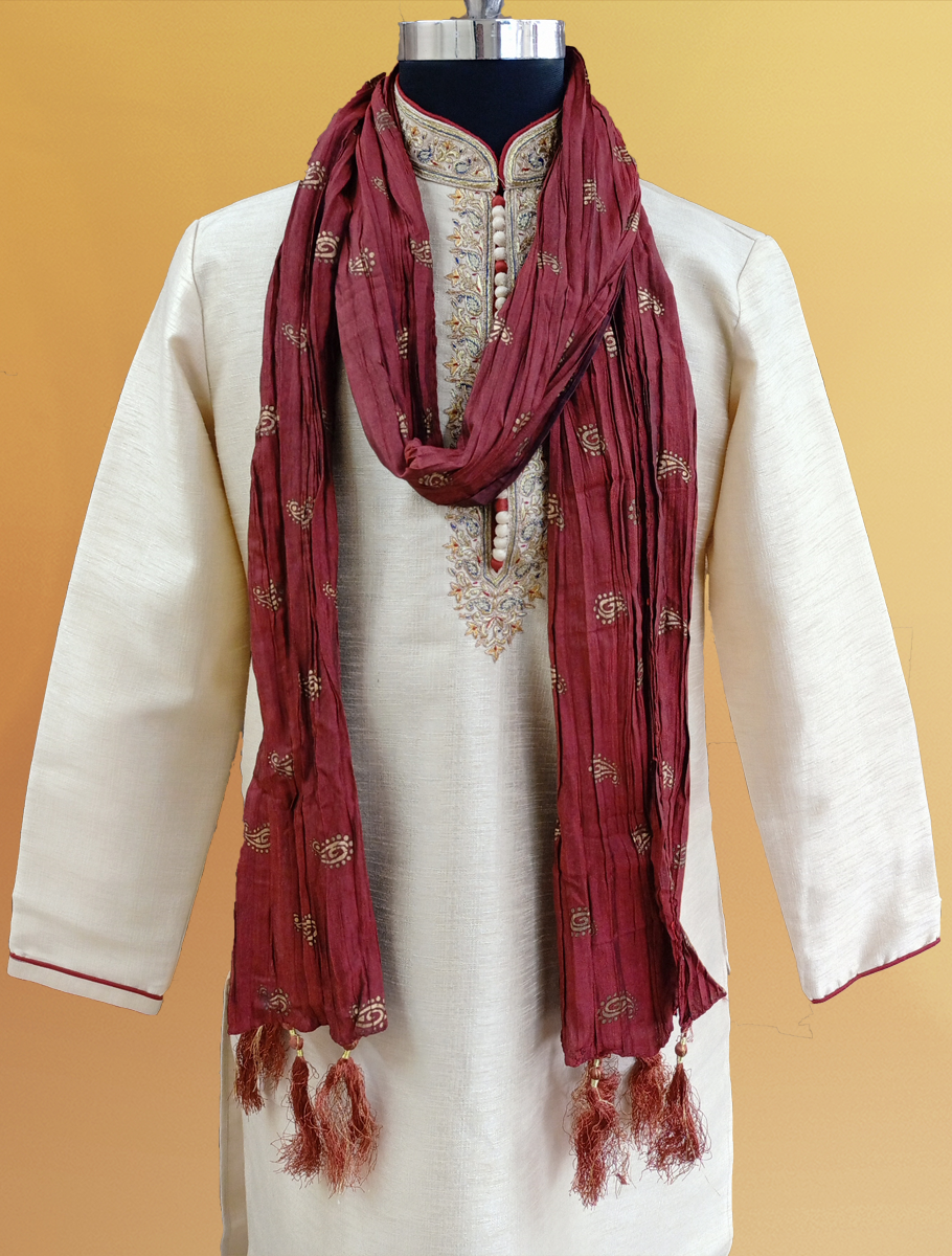 Maroon Dupatta for Sherwani