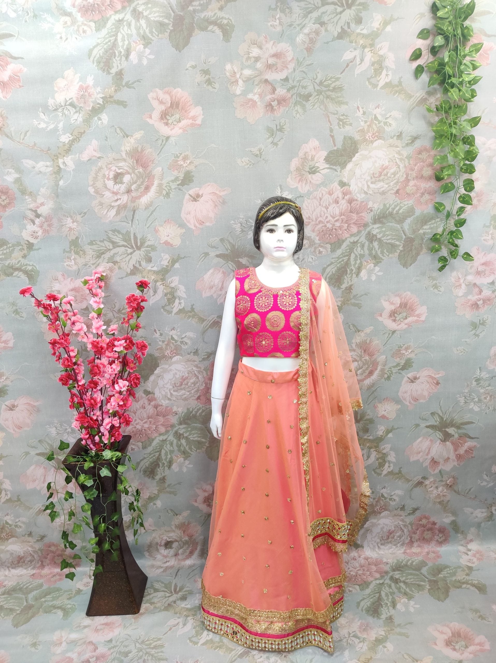 Banarasi Net kids Lehenga choli Set