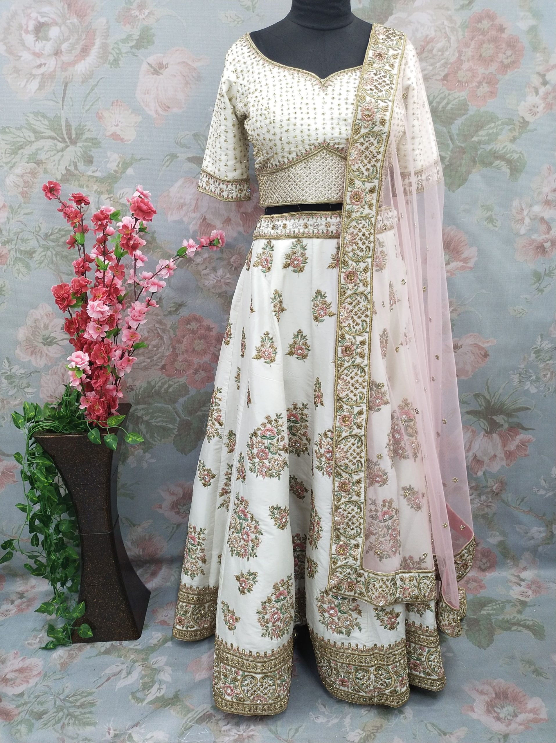 Off-White Bridal Lehenga Choli - Premium Bridal lehenga from Dulhan Exclusives - Just $2750! Shop now at Dulhan Exclusives