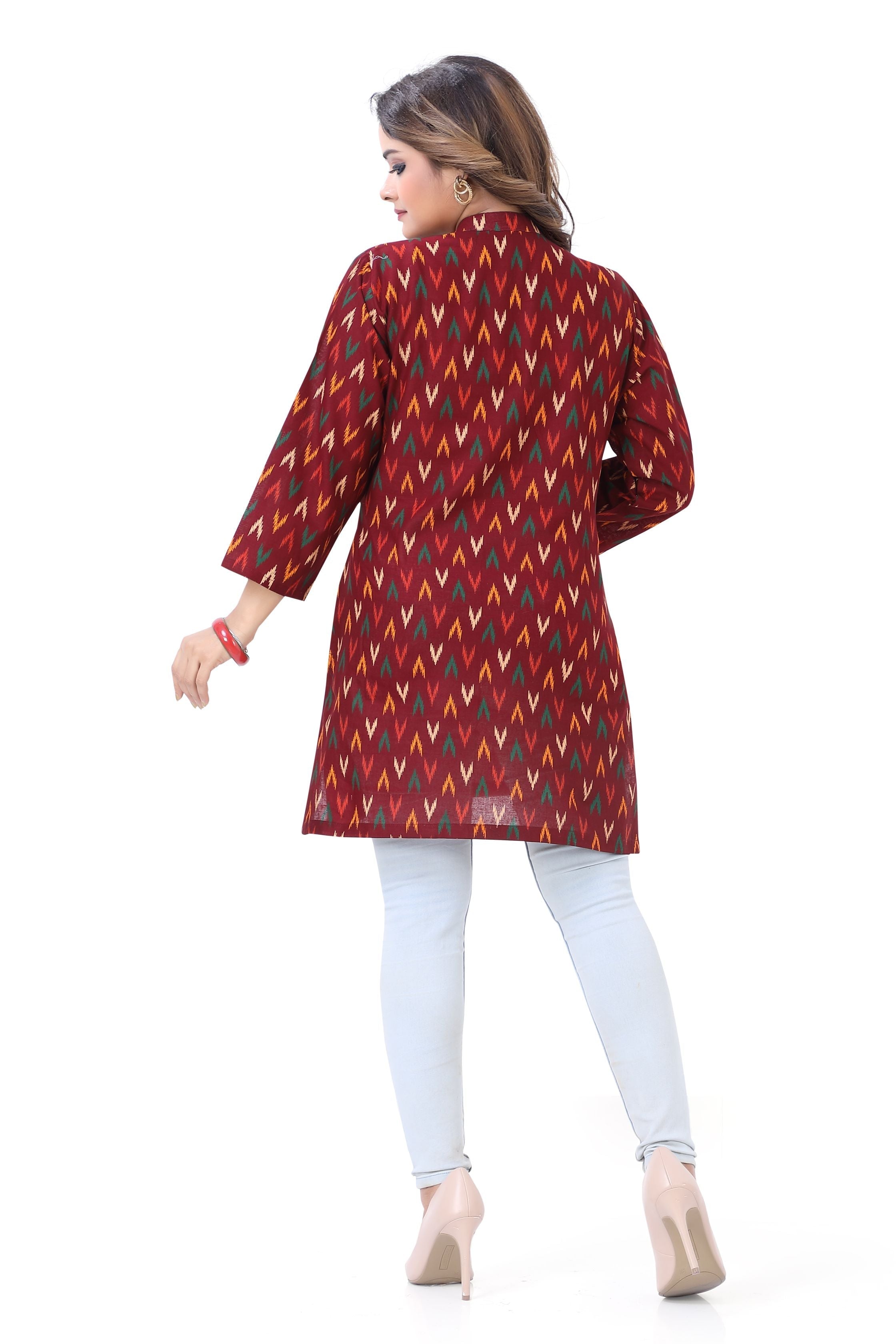 Ikkat Kurti- Maroon - Premium Festive Wear from Dulhan Exclusives - Just $39! Shop now at Dulhan Exclusives