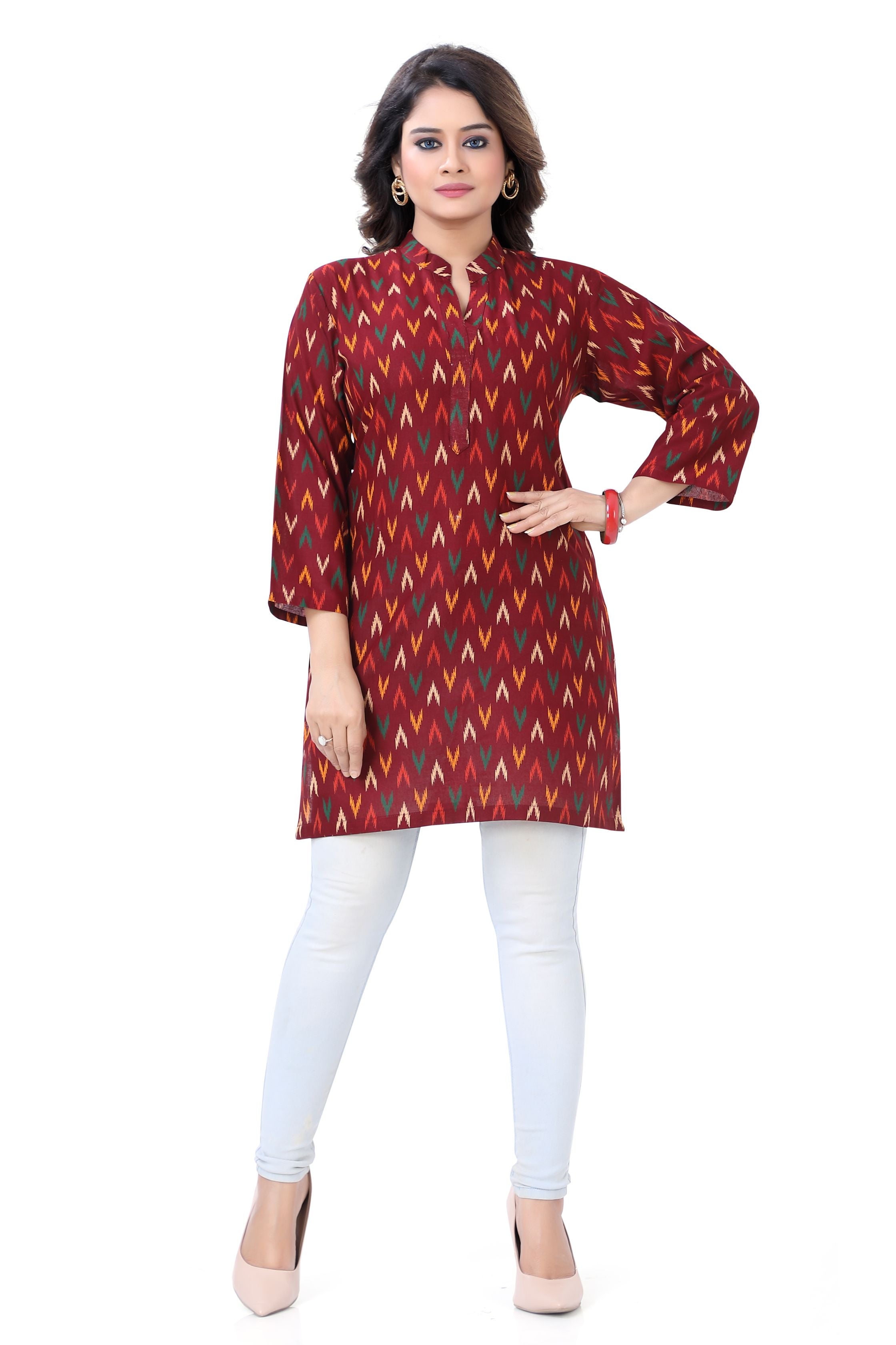Ikkat Kurti- Maroon - Premium Festive Wear from Dulhan Exclusives - Just $39! Shop now at Dulhan Exclusives