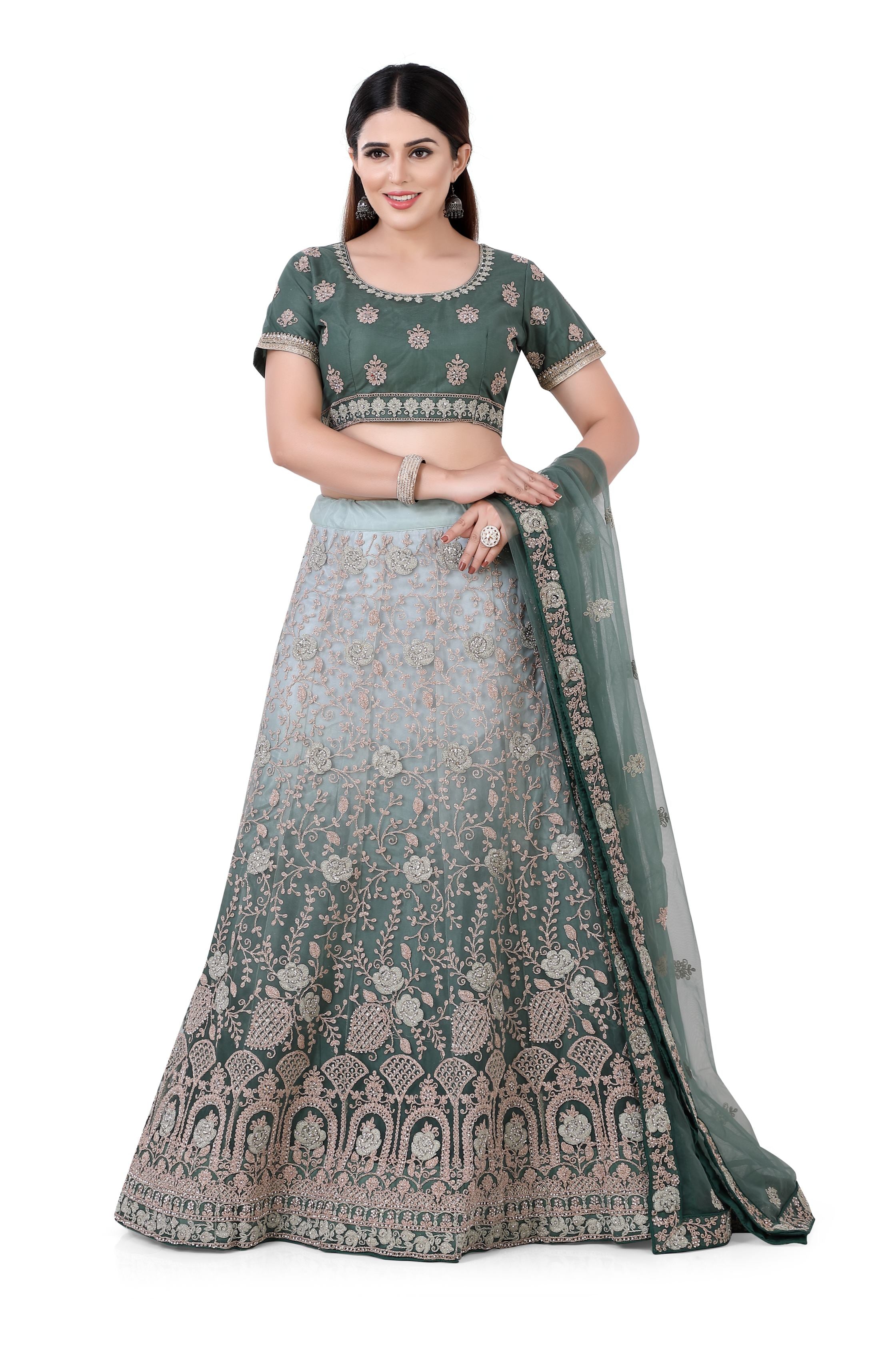 Dusyt Green Ombre Lehenga Choli - Premium Partywear Lehenga from Dulhan Exclusives - Just $475! Shop now at Dulhan Exclusives